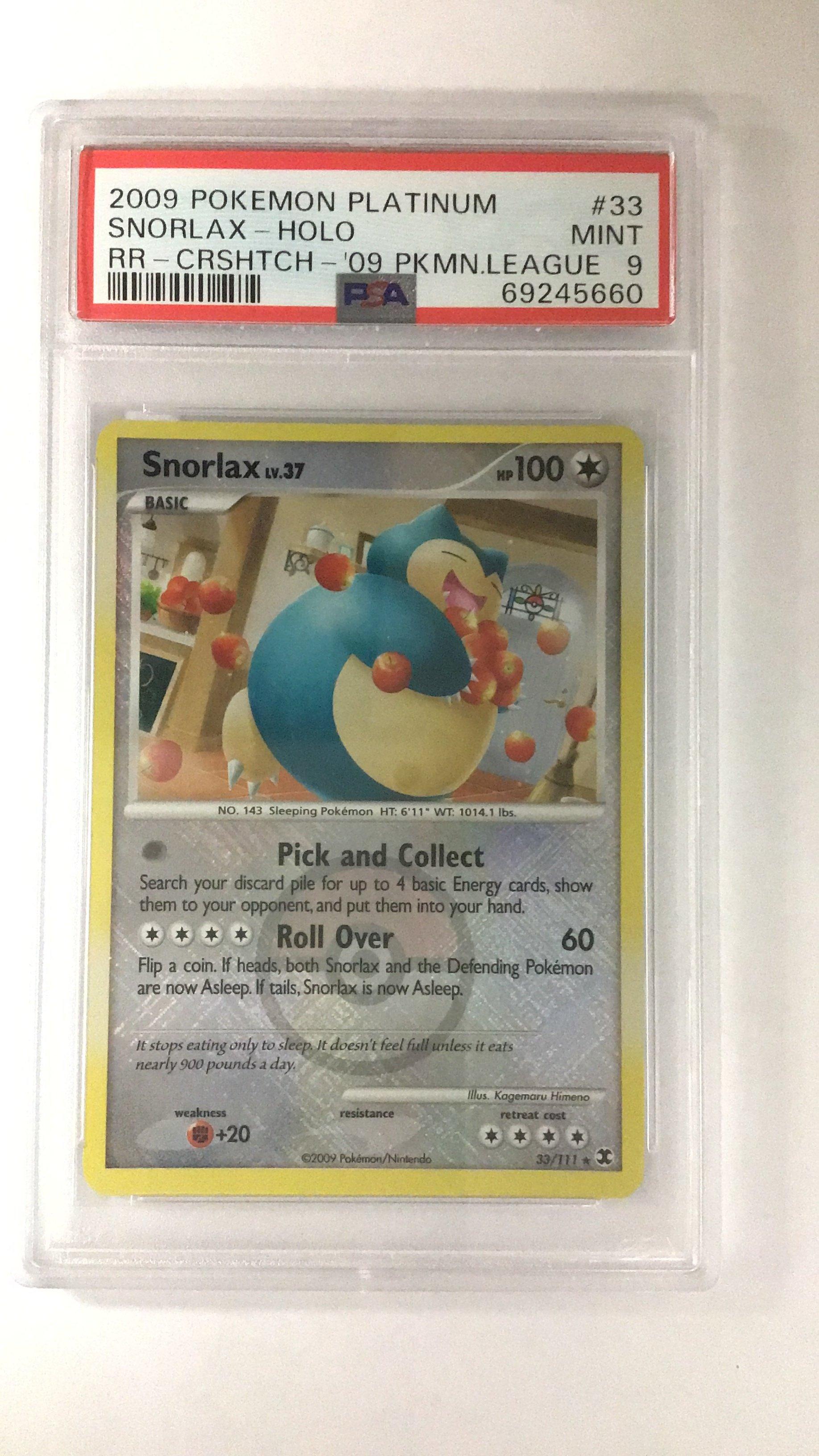 Pokemon Platinum Rising Rivals Snorlax Holo Crosshatch Pokemon League Psa Gamestop