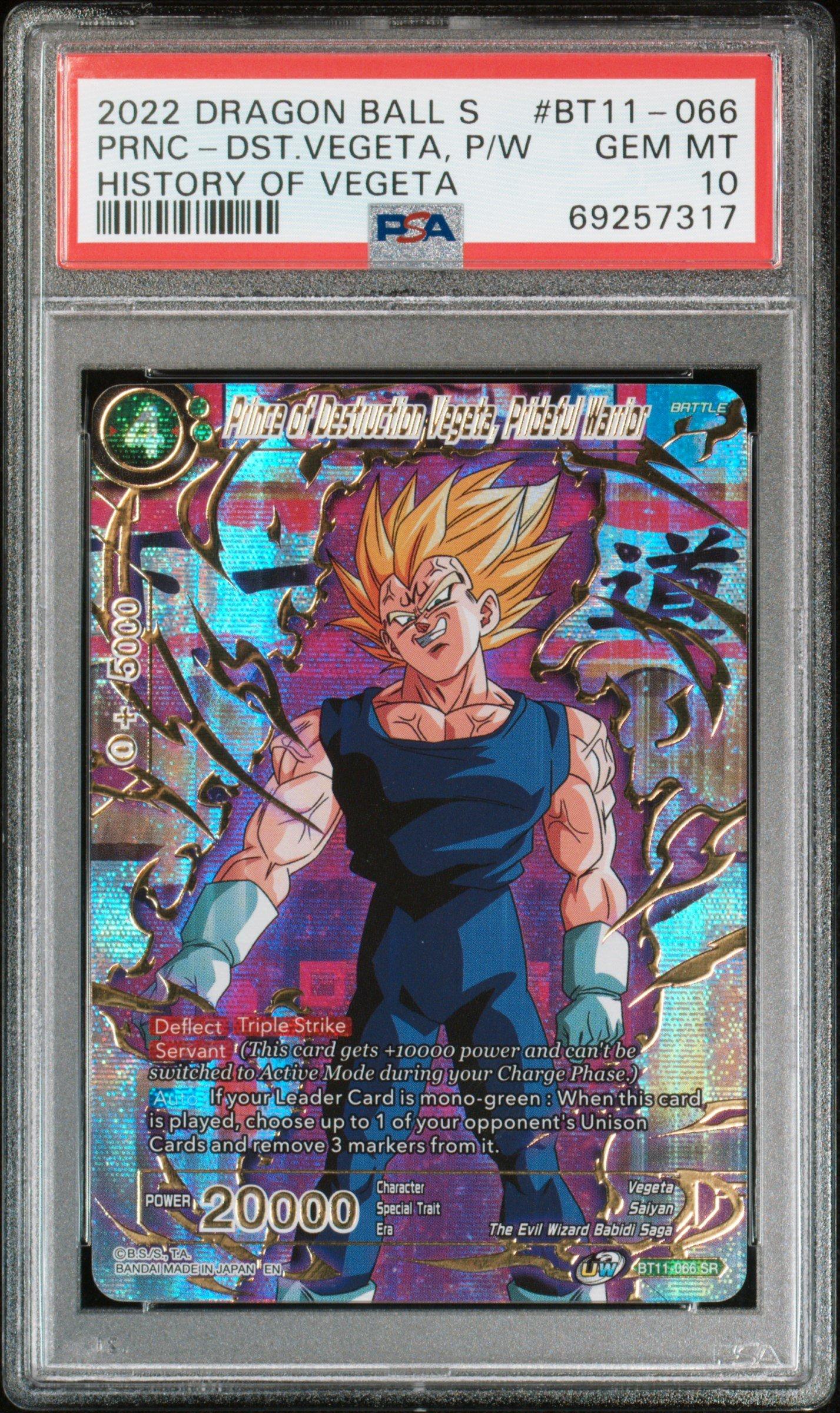 2022 Dragon Ball Super Card Game Theme Selection History Of Vegeta Bt11-066 Prince Of Destruction Vegeta, Prideful Warrior PSA 10