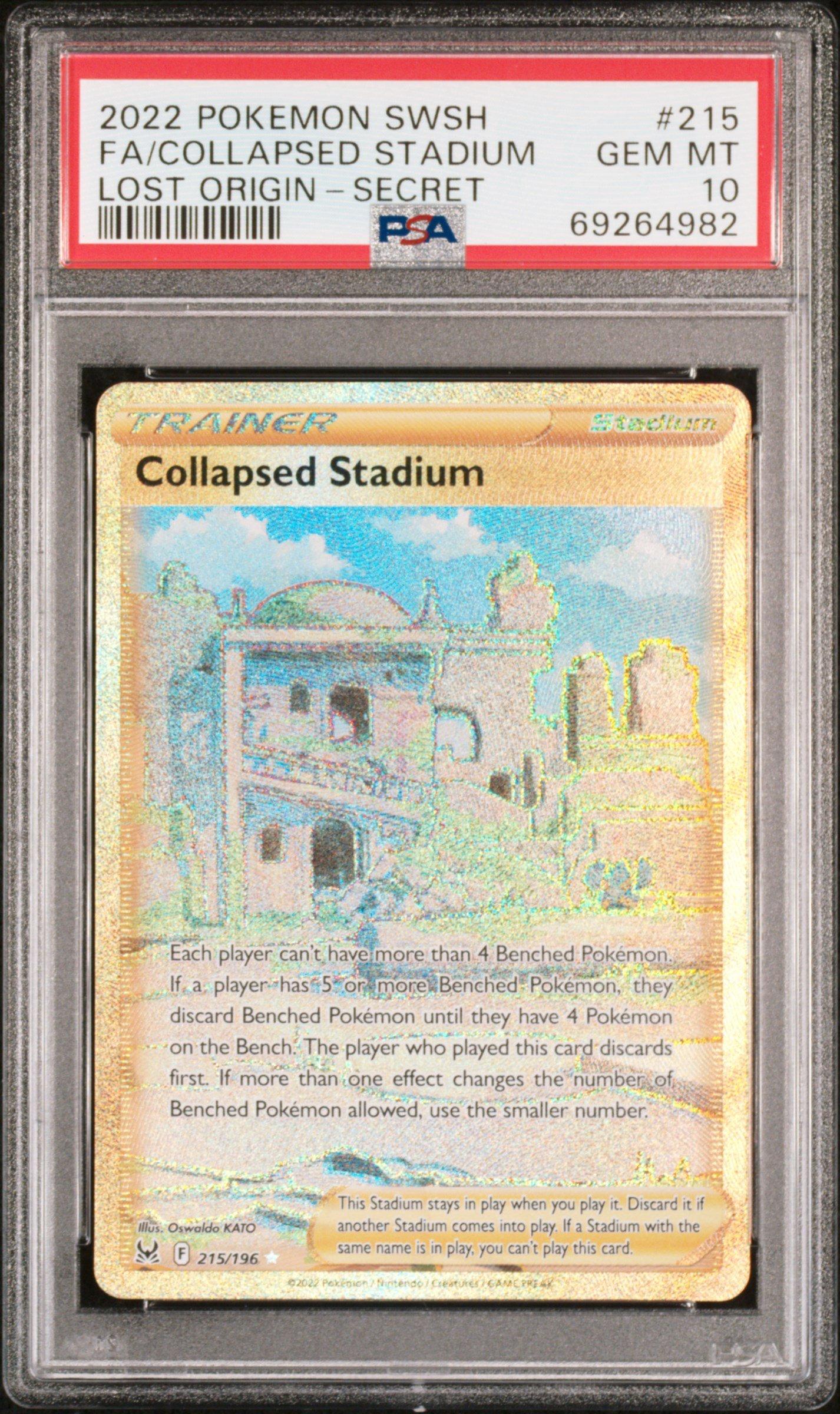 2022 Pokemon Sword & Shield Lost Origin 215 Full Art/collapsed Stadium  Secret PSA 10