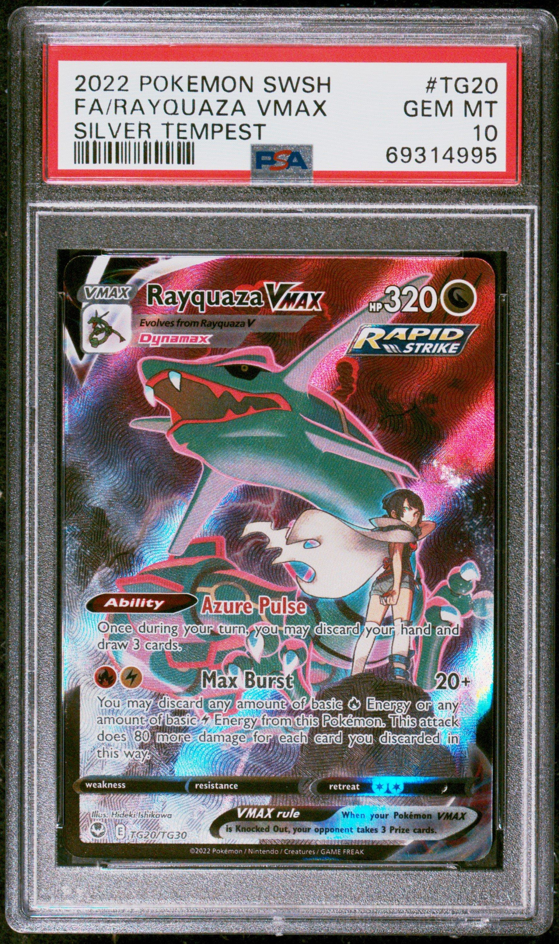 2022 Pokemon Sword & Shield Silver Tempest Tg20 Full Art/rayquaza Vmax PSA