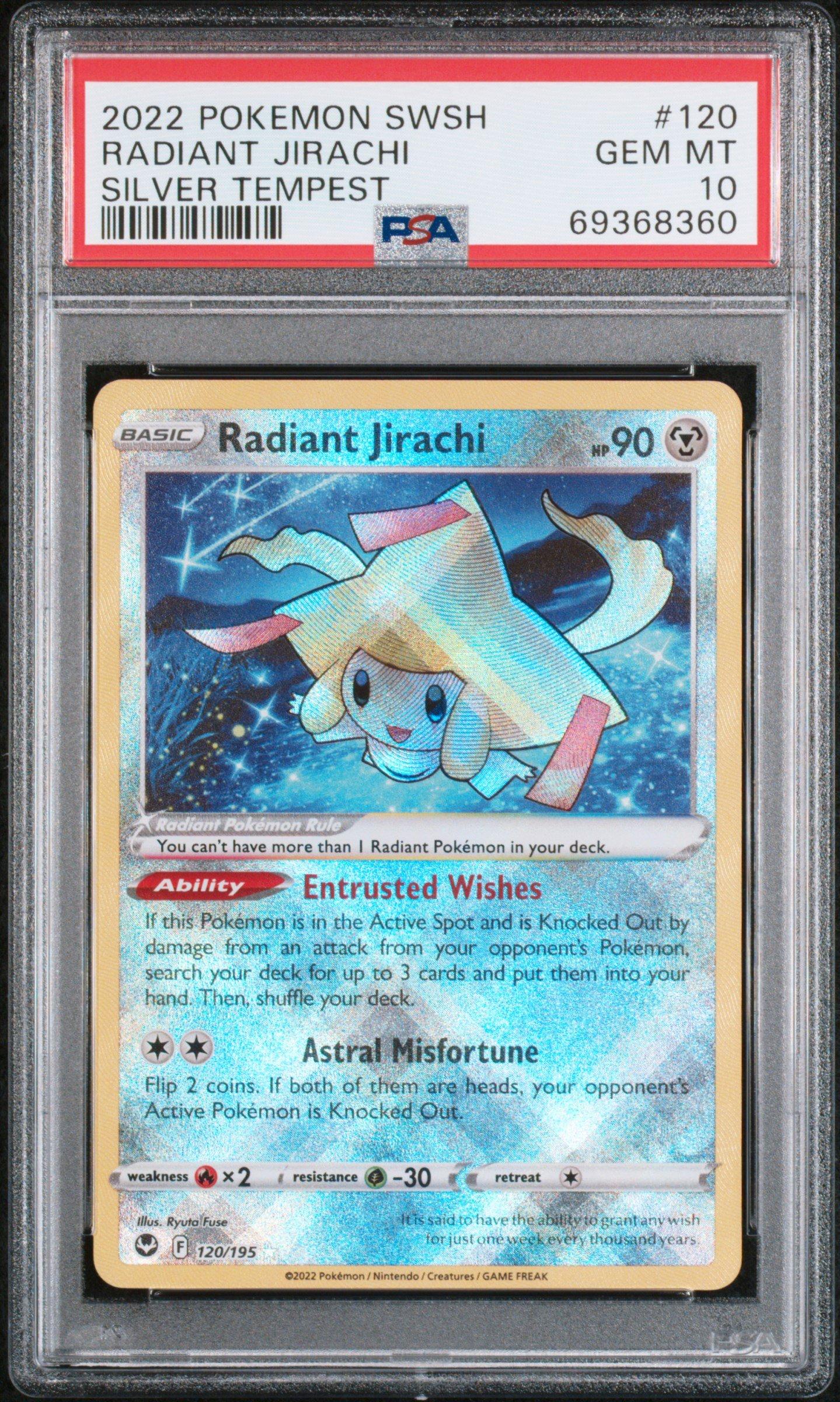 2022 Pokemon Sword & Shield Silver Tempest 120 Radiant Jirachi PSA