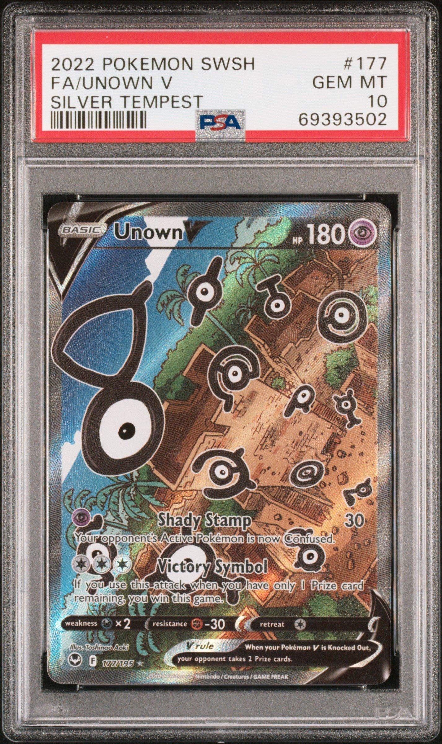 2022 Pokemon Sword & Shield Silver Tempest Full Art/unown V PSA