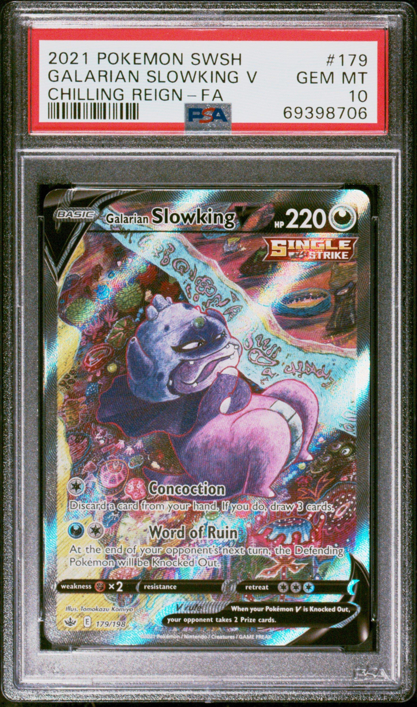 2021 Pokemon Sword & Shield Chilling Reign 179 Full Art/galarian Slowking V PSA 10