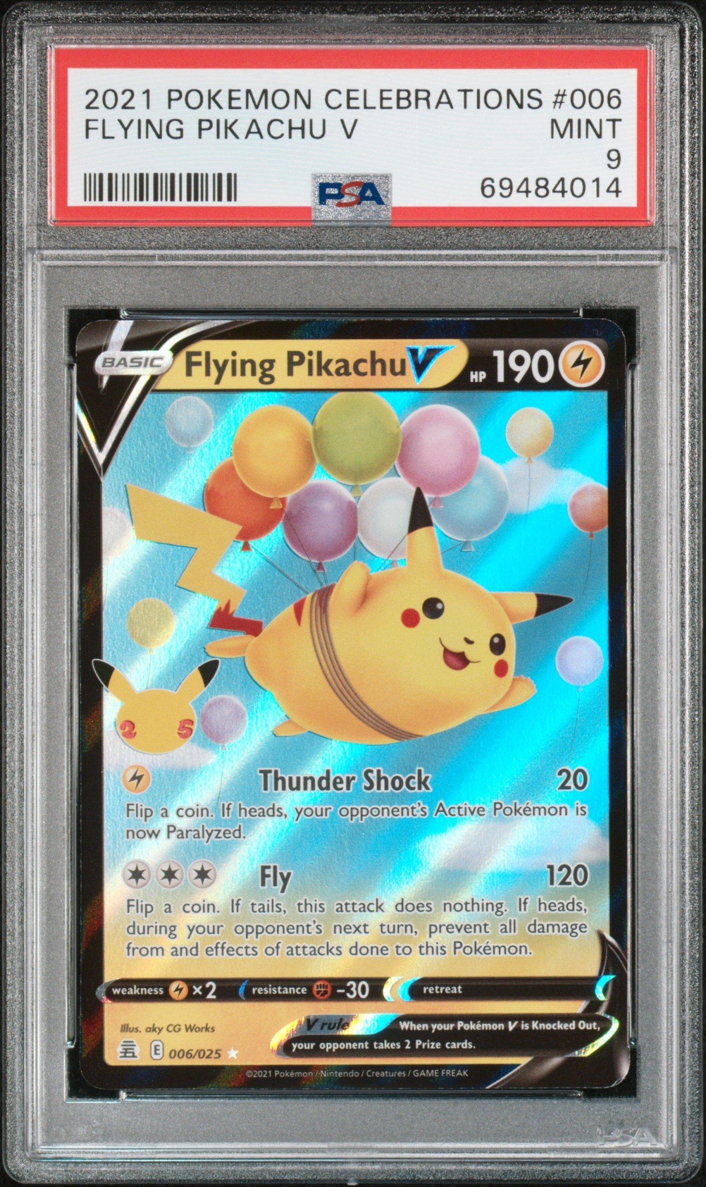 2021 Pokemon Celebrations 006 Flying Pikachu V PSA 9 Graded Card