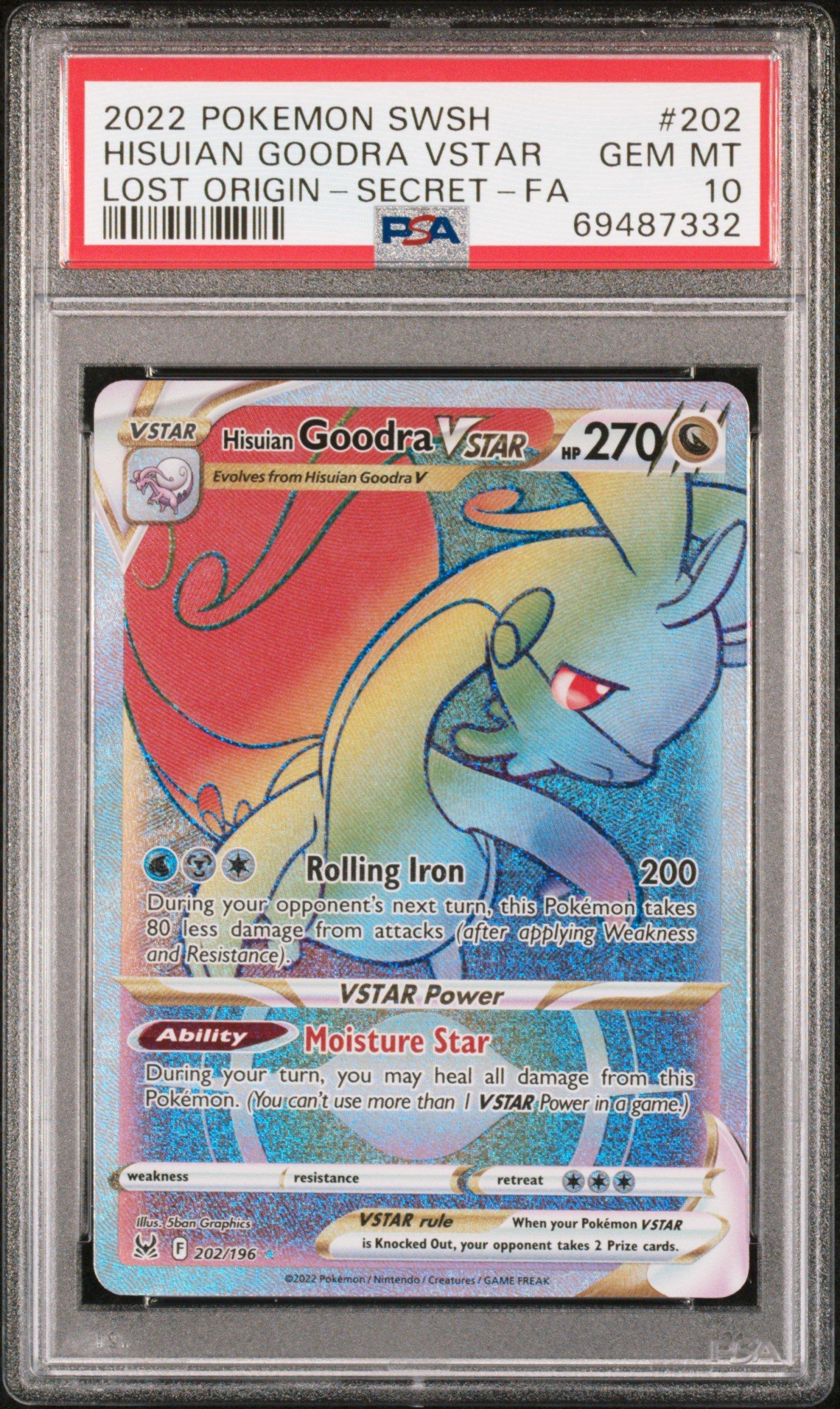 2022 Pokemon Sword & Shield Lost Origin 202 Full Art/hisuian Goodra Vstar Secret PSA 10