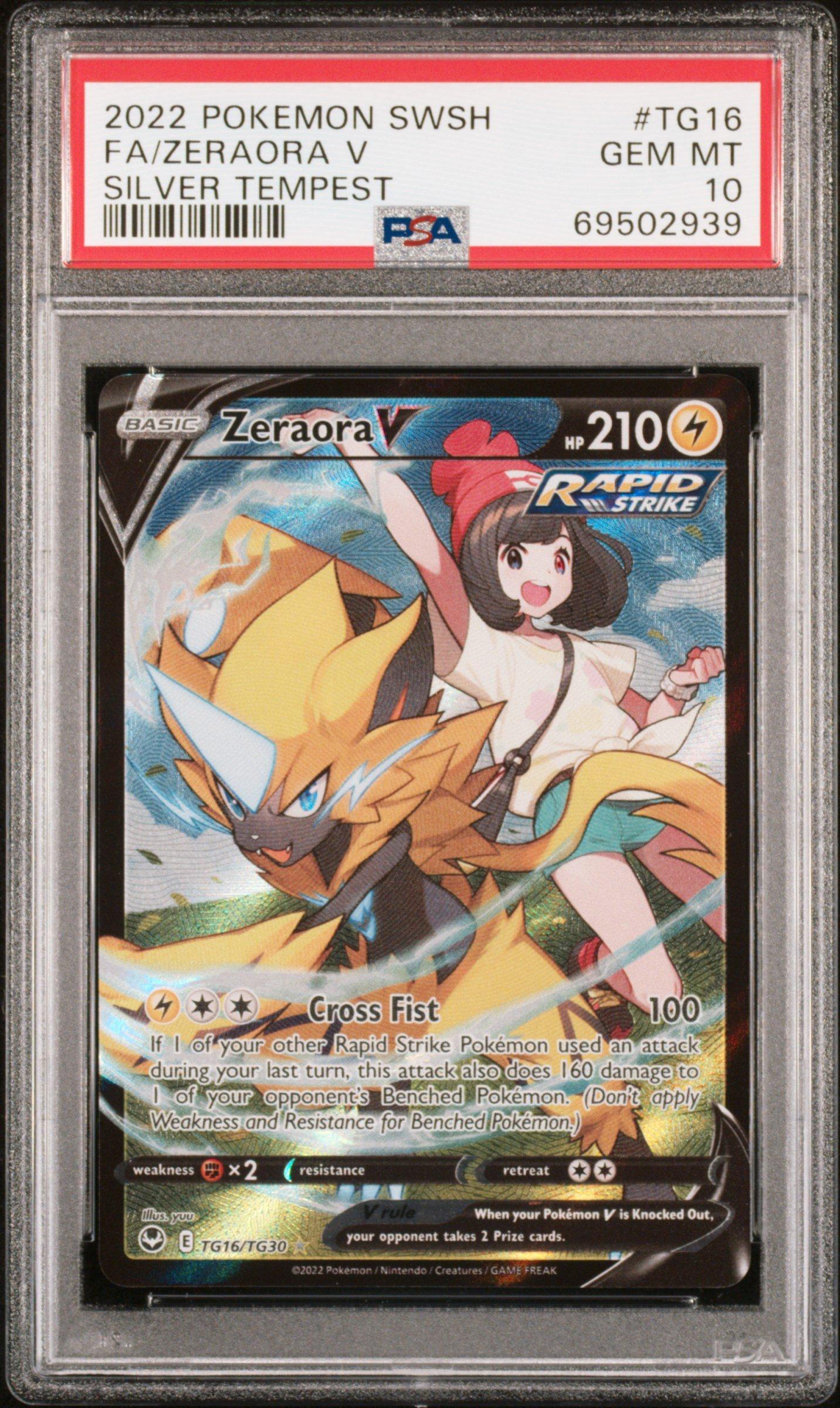 2022 Pokemon Sword & Shield Silver Tempest Tg16 Full Art/zeraora V PSA