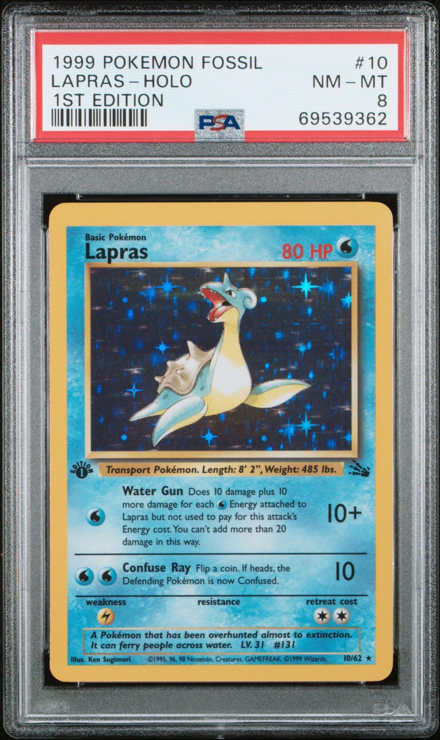 1999 Pokemon Fossil 10 Lapras-holo 1st Edition PSA 8 Graded Card | GameStop