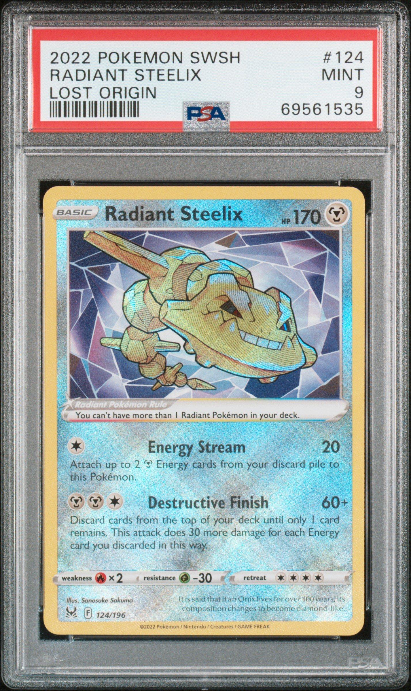 radiant steelix pokemon card TCG Lost Origin 124/196 This attack does 30 more damage for each Energy card you discarded in this way Radiant Steelix | Lost Origin