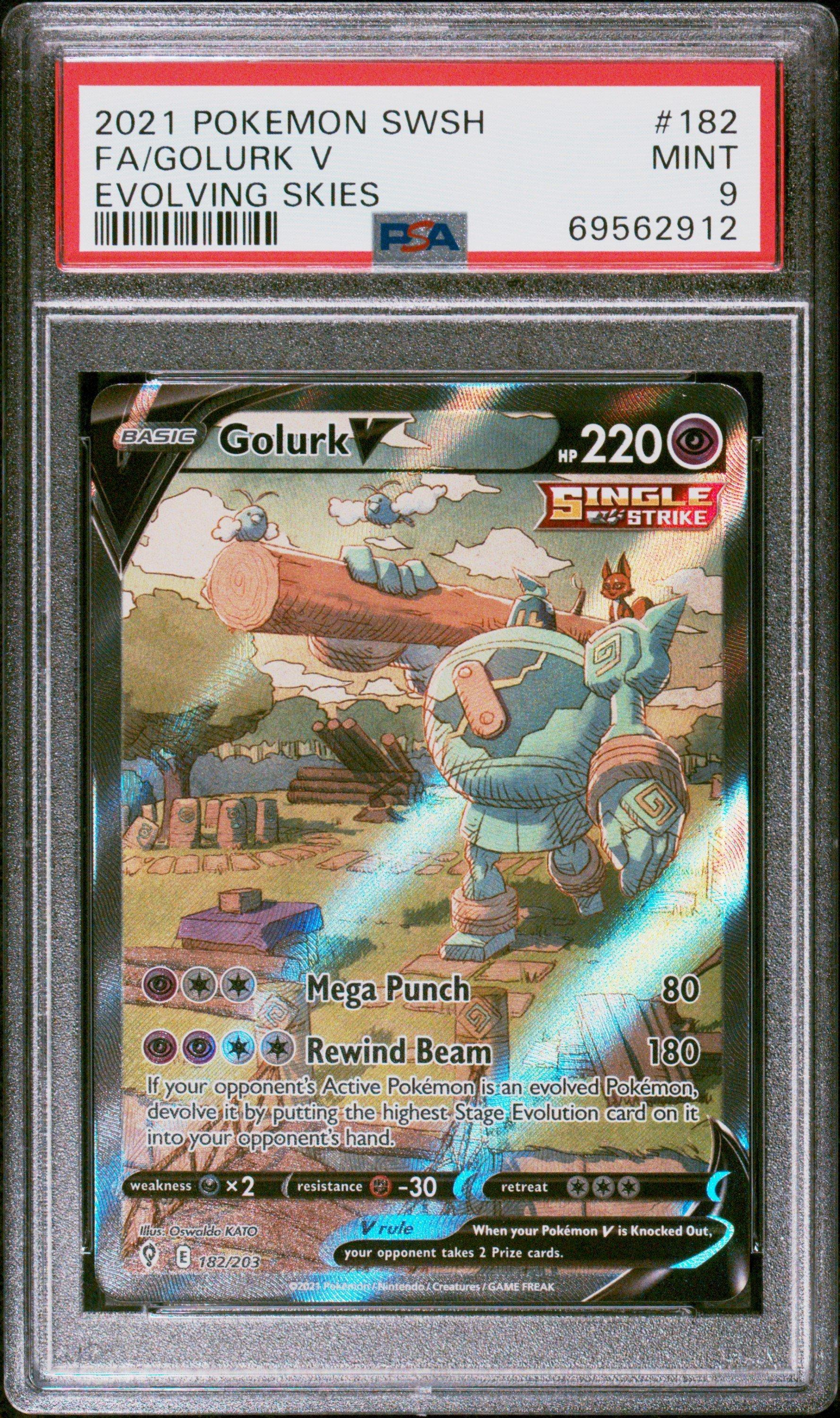 2021 Pokemon Sword & Shield Evolving Skies 182 Fa/golurk V PSA
