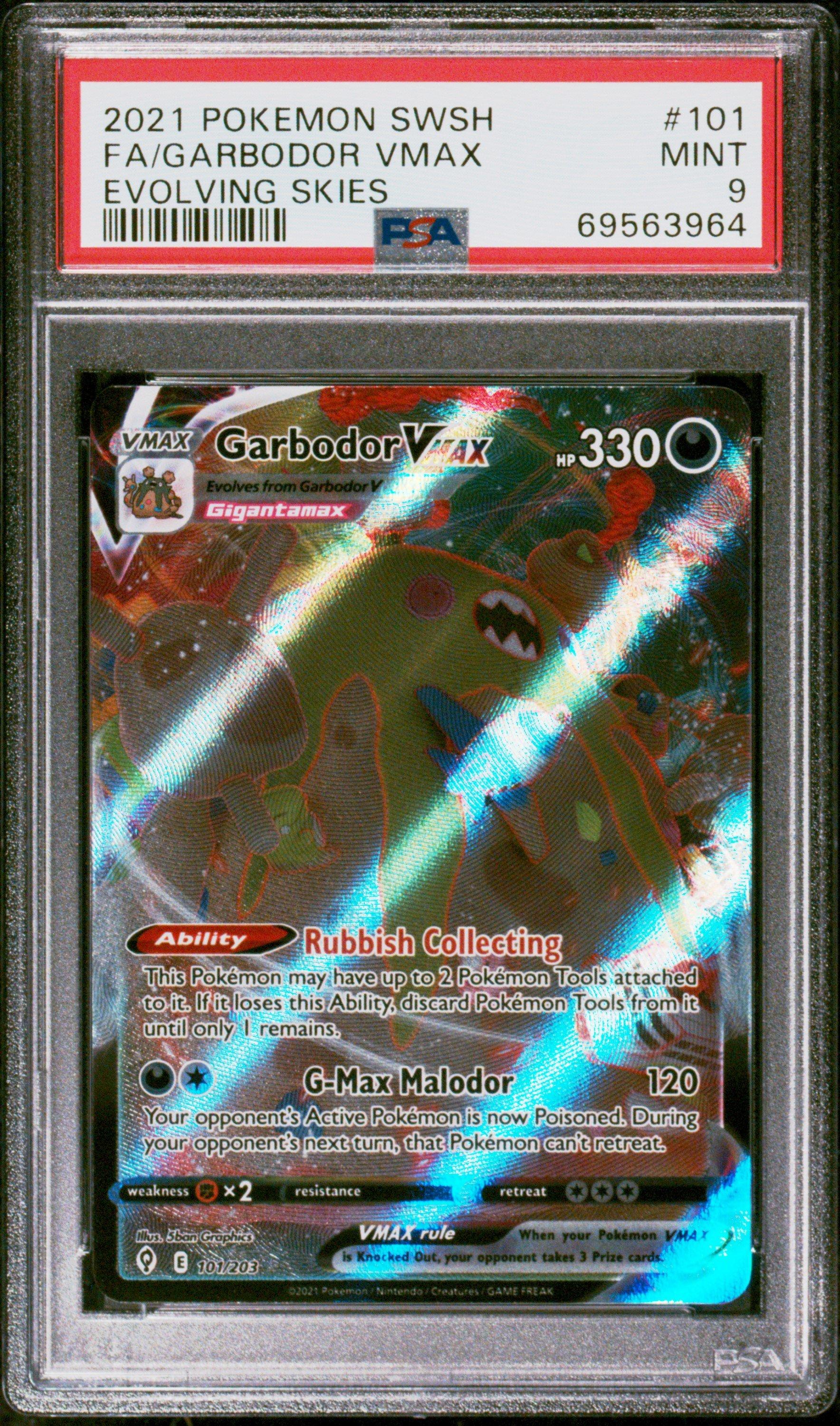 2021 Pokemon Sword & Shield Evolving Skies 101 Full Art/garbodor Vmax PSA