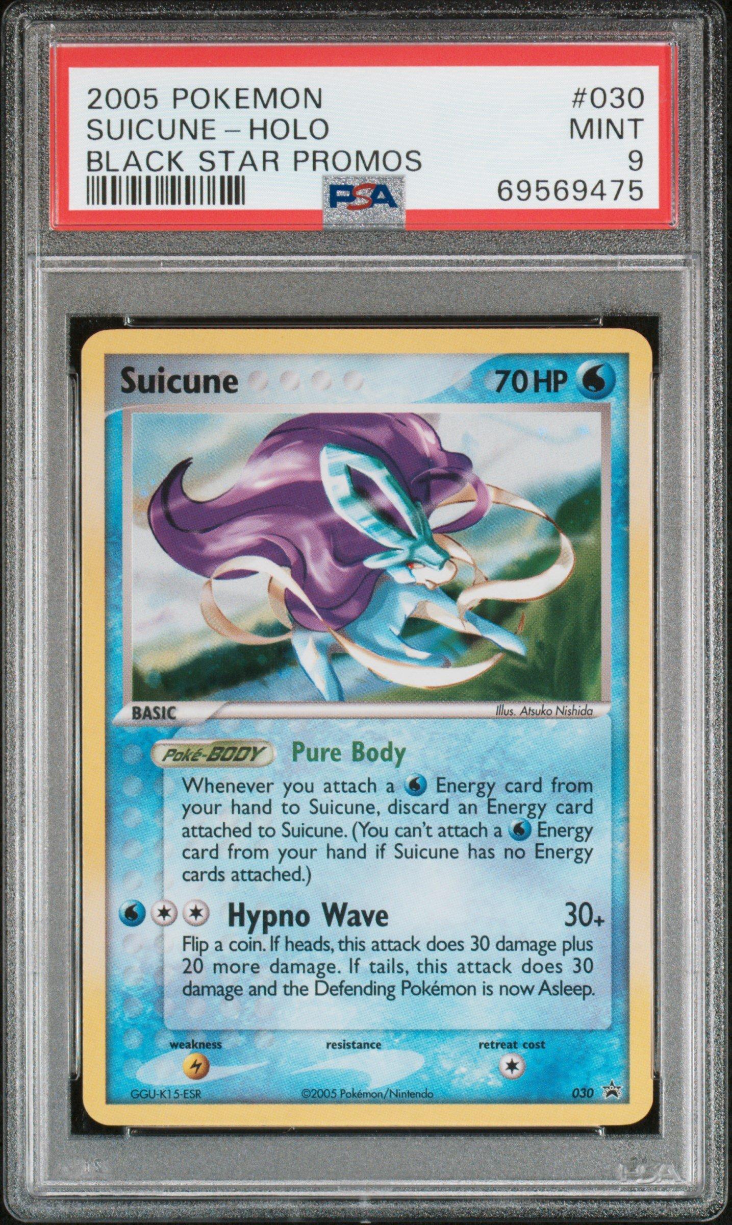 2005 Pokemon Black Star Promos 030 Suicune-holo PSA 9 Graded Card