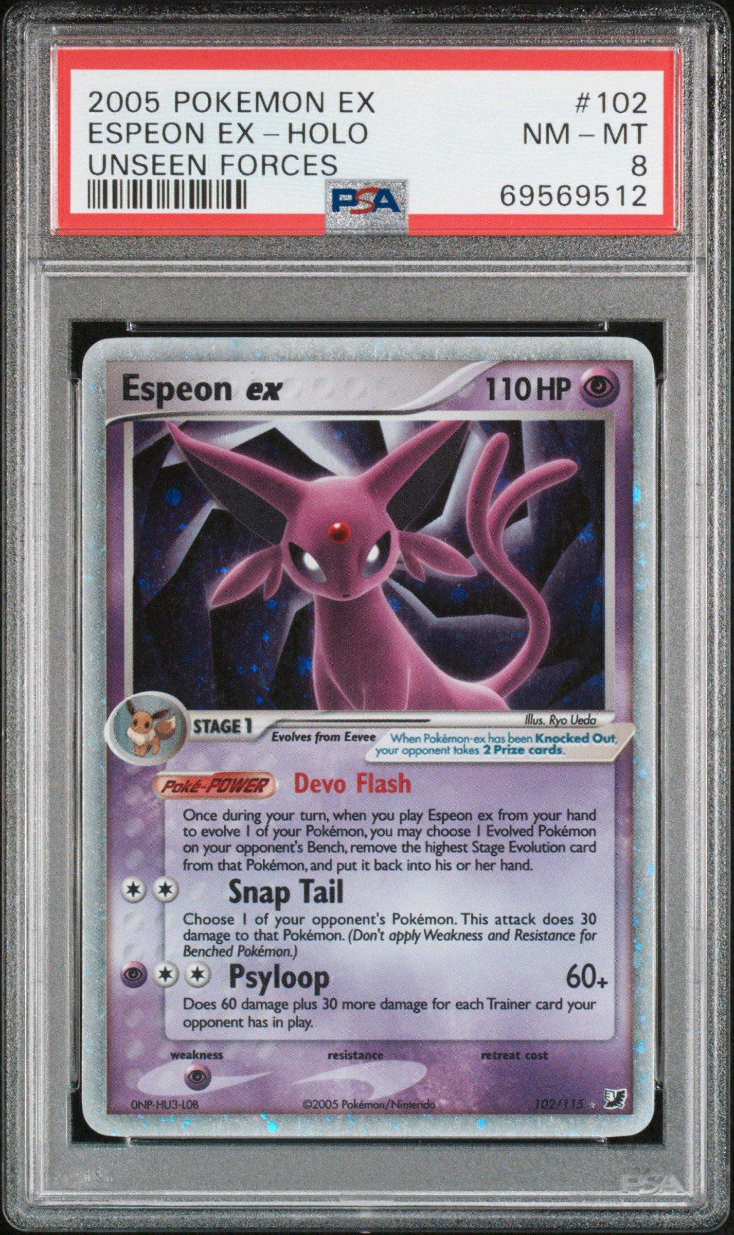2005 Pokemon Ex Unseen Forces 102 Espeon Ex-holo PSA 8 Graded Card