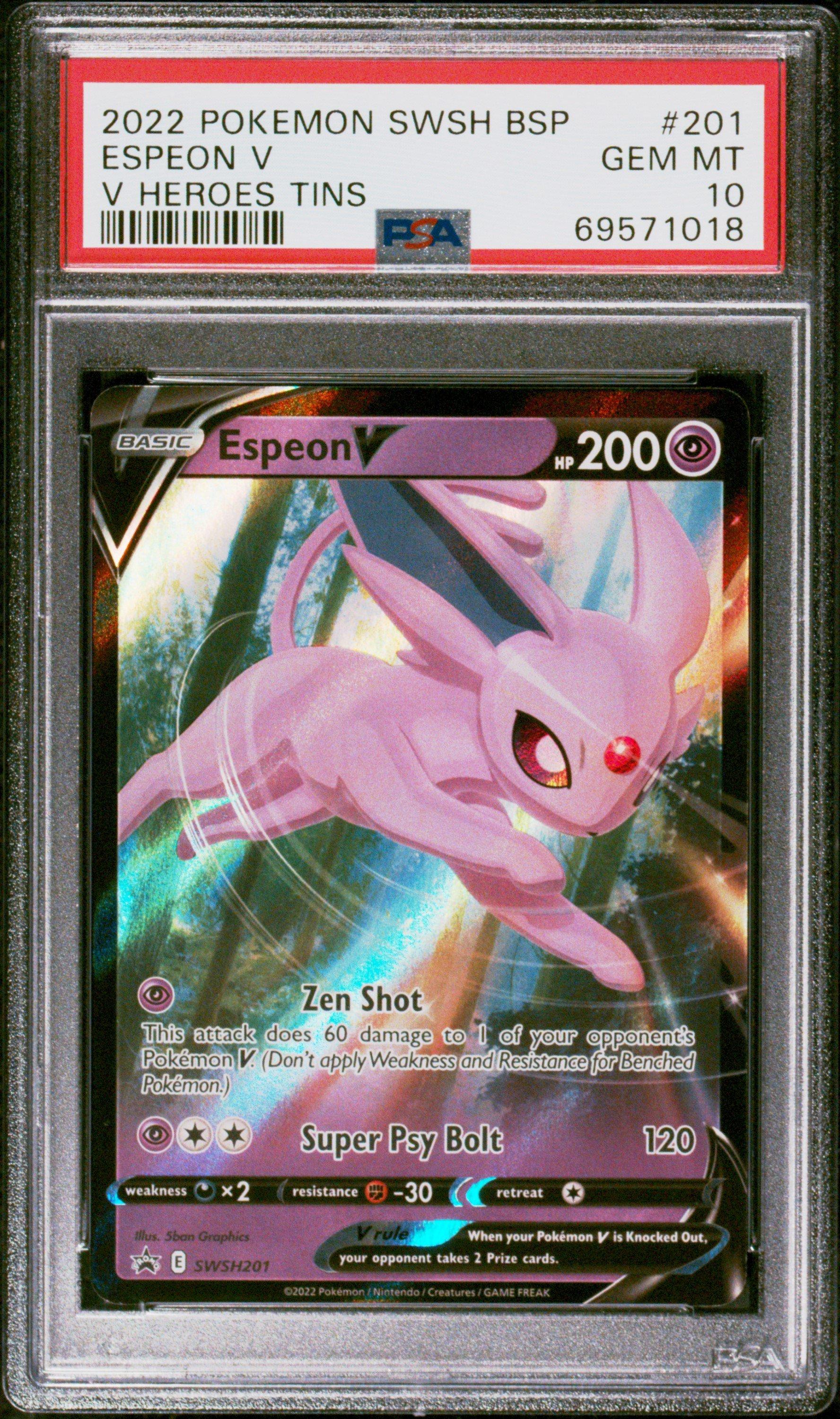 2022 Pokemon Swsh Black Star Promo 201 Espeon V V Heroes Tins PSA