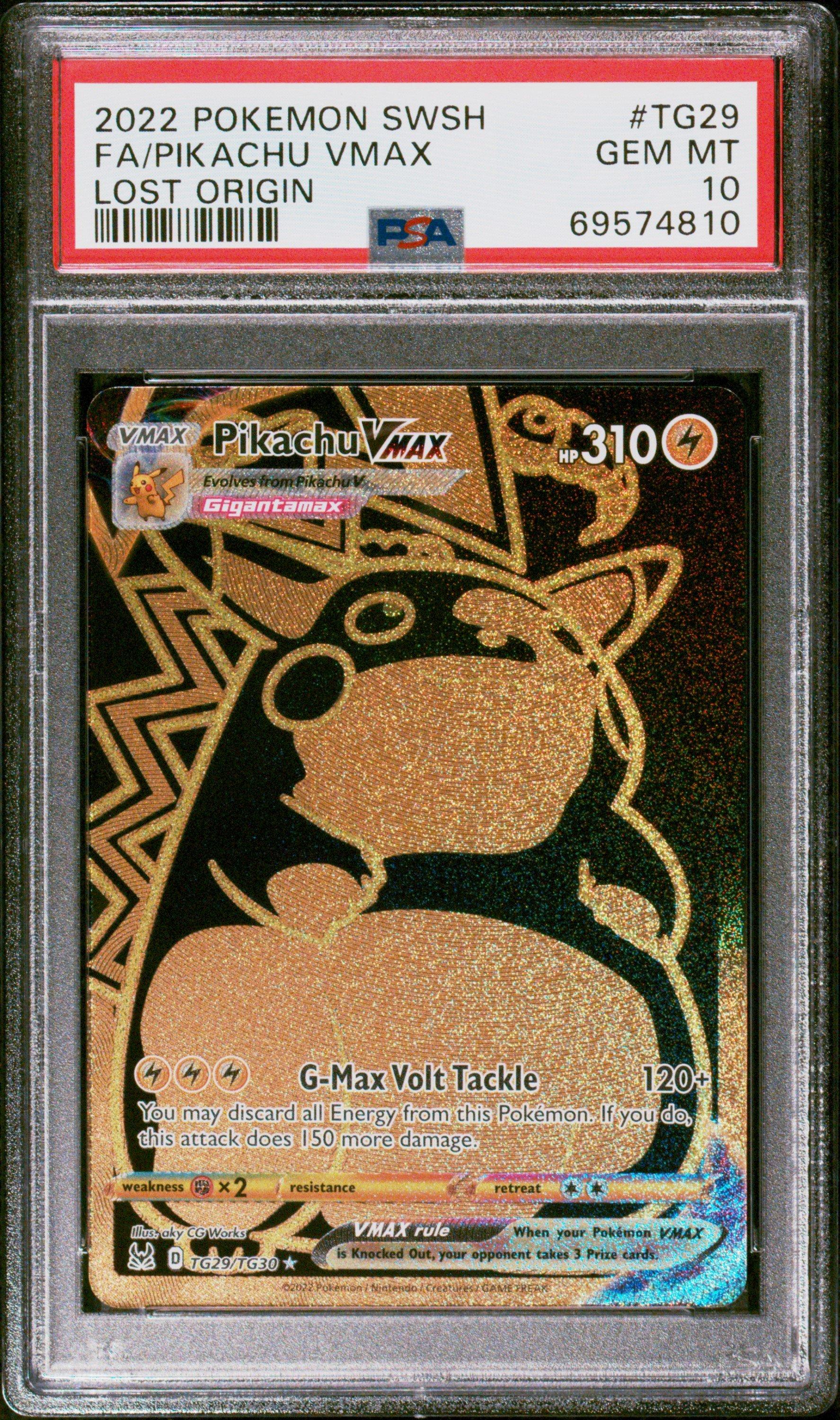 2022 Pokemon Sword & Shield Lost Origin Tg29 Full Art/pikachu Vmax PSA