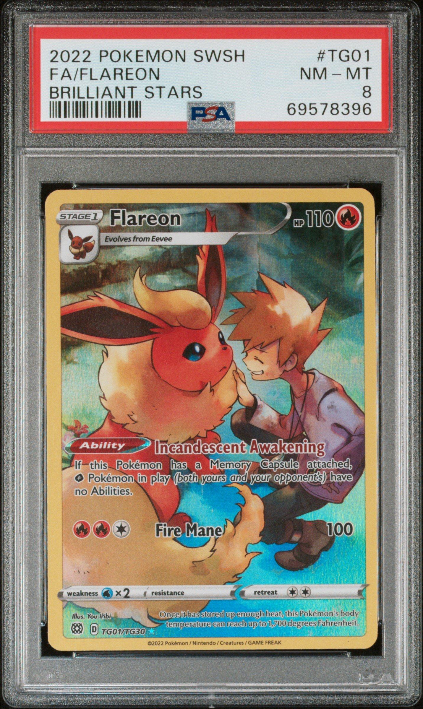 2022 Pokemon Sword & Shield Brilliant Stars Tg01 Fa/flareon PSA