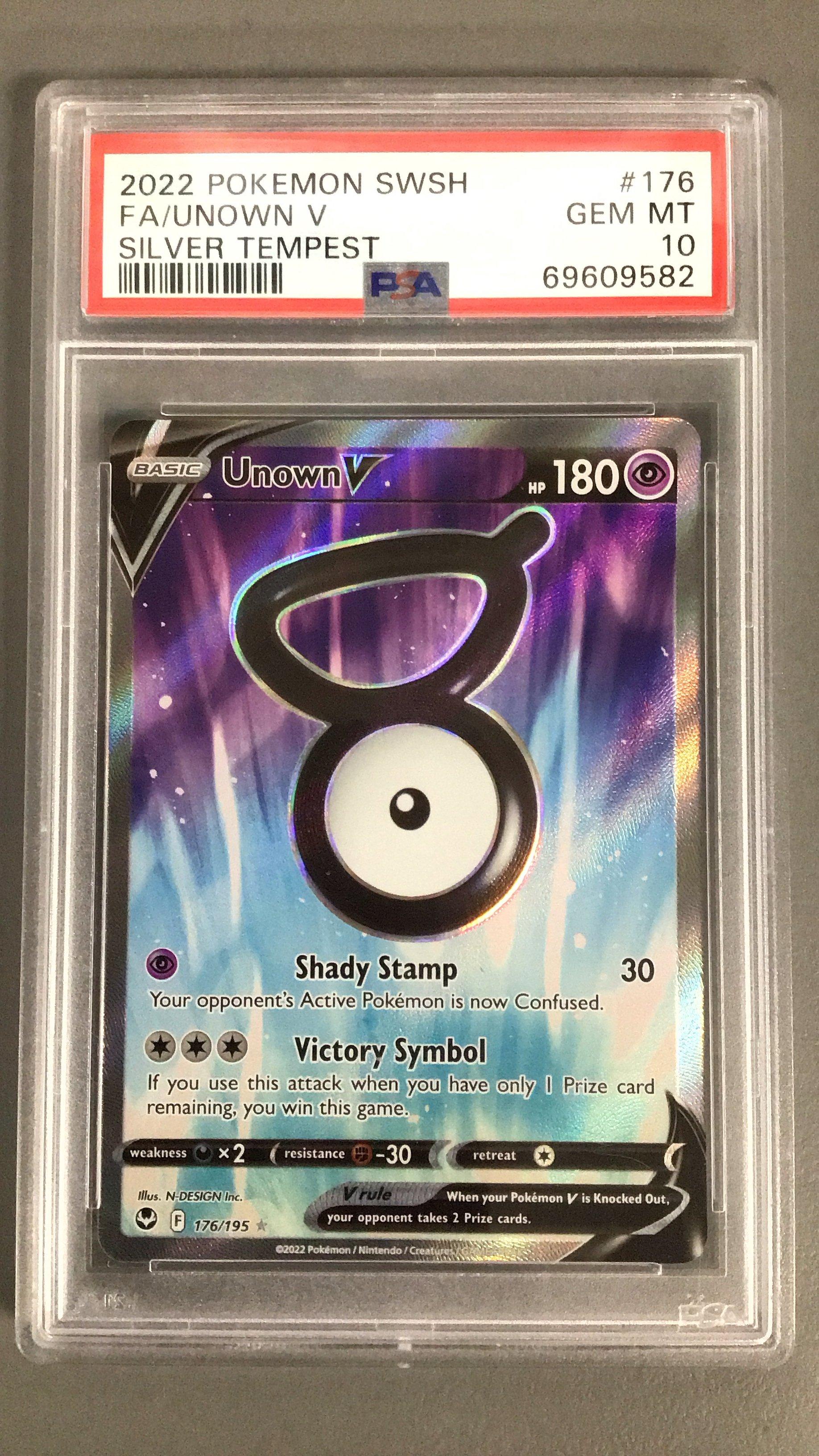 2022 Pokemon Sword & Shield Silver Tempest 176 Full Art/unown V PSA