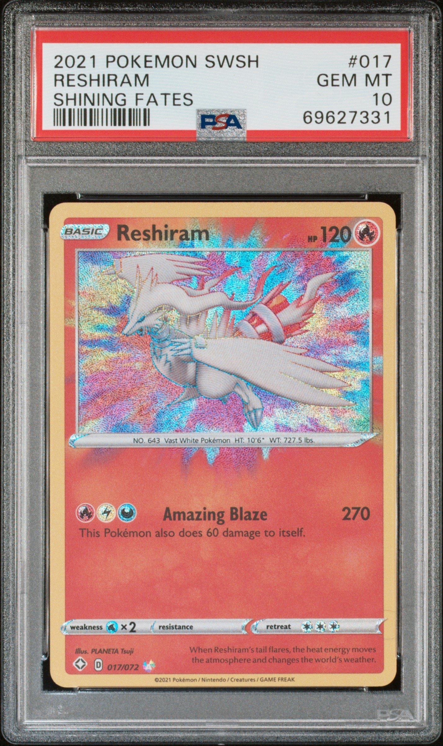 2021 Pokemon Sword & Shield Shining Fates 017 Reshiram PSA 10