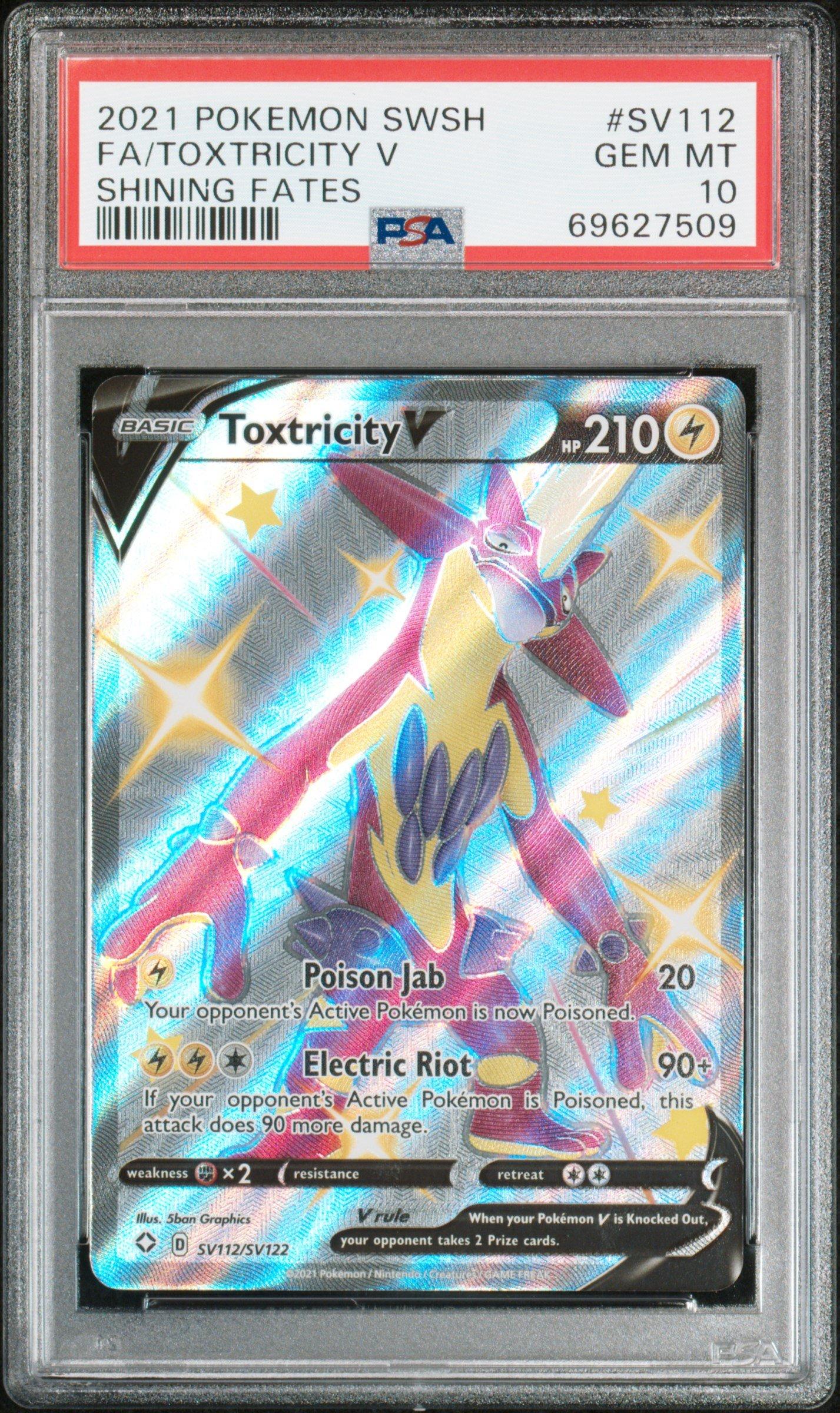 2021 Pokemon Sword & Shield Shining Fates Sv112 Full Art/toxtricity V PSA 10