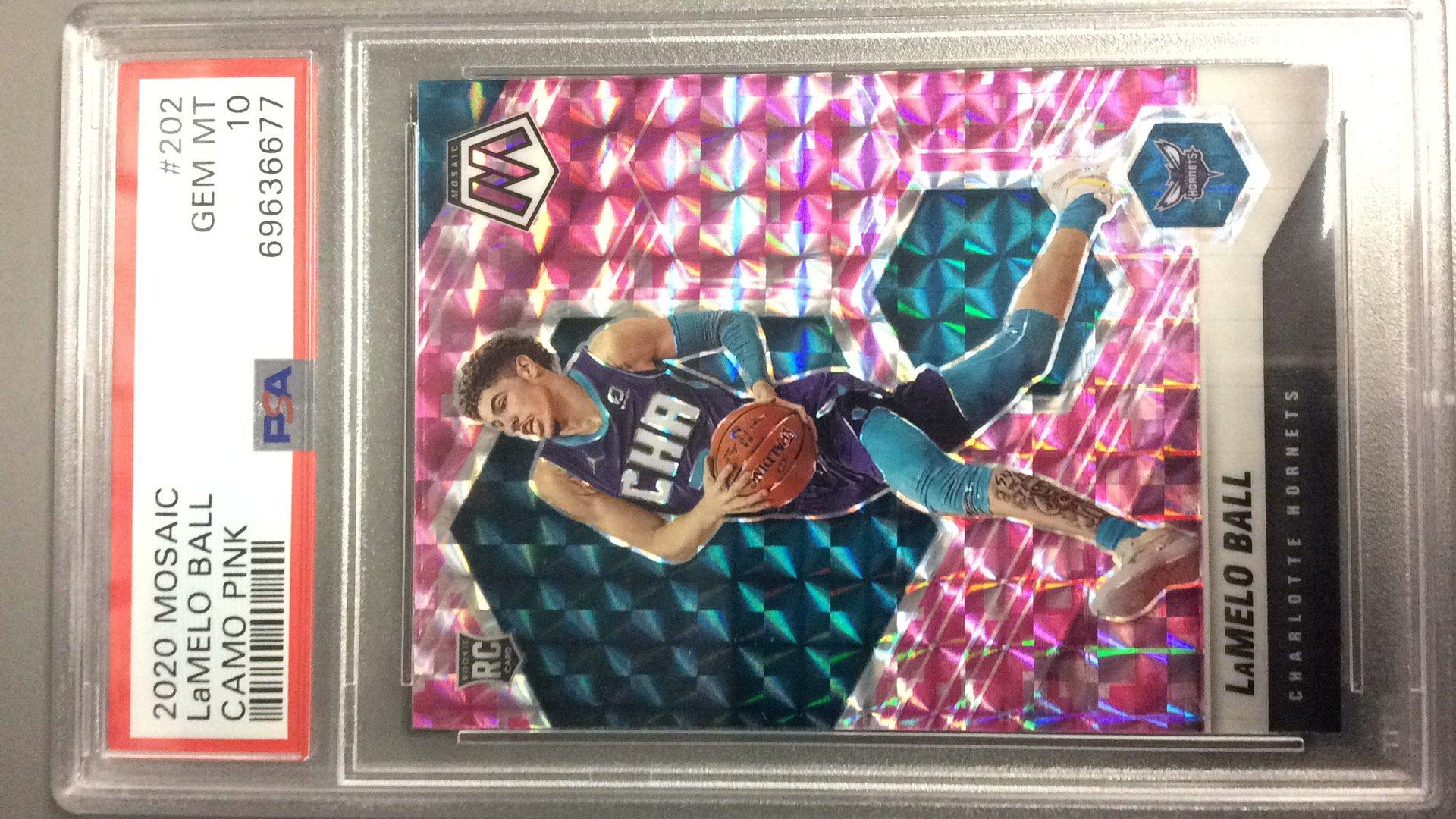 2020 Panini Mosaic 202 Lamelo Ball Camo Pink PSA