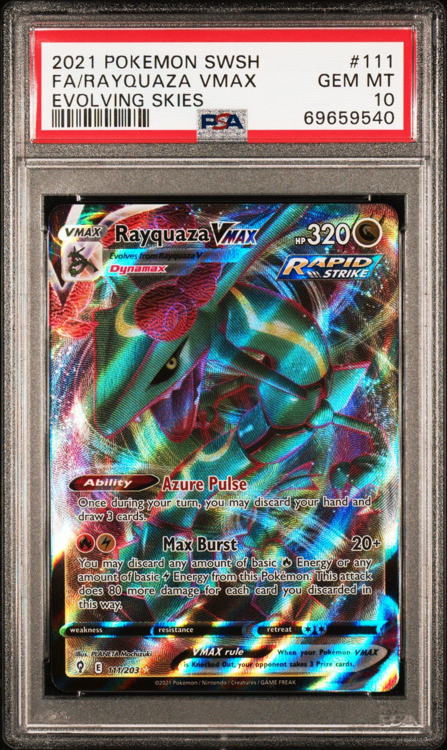2021 Pokemon Sword & Shield Evolving Skies 111 Full Art/rayquaza Vmax PSA