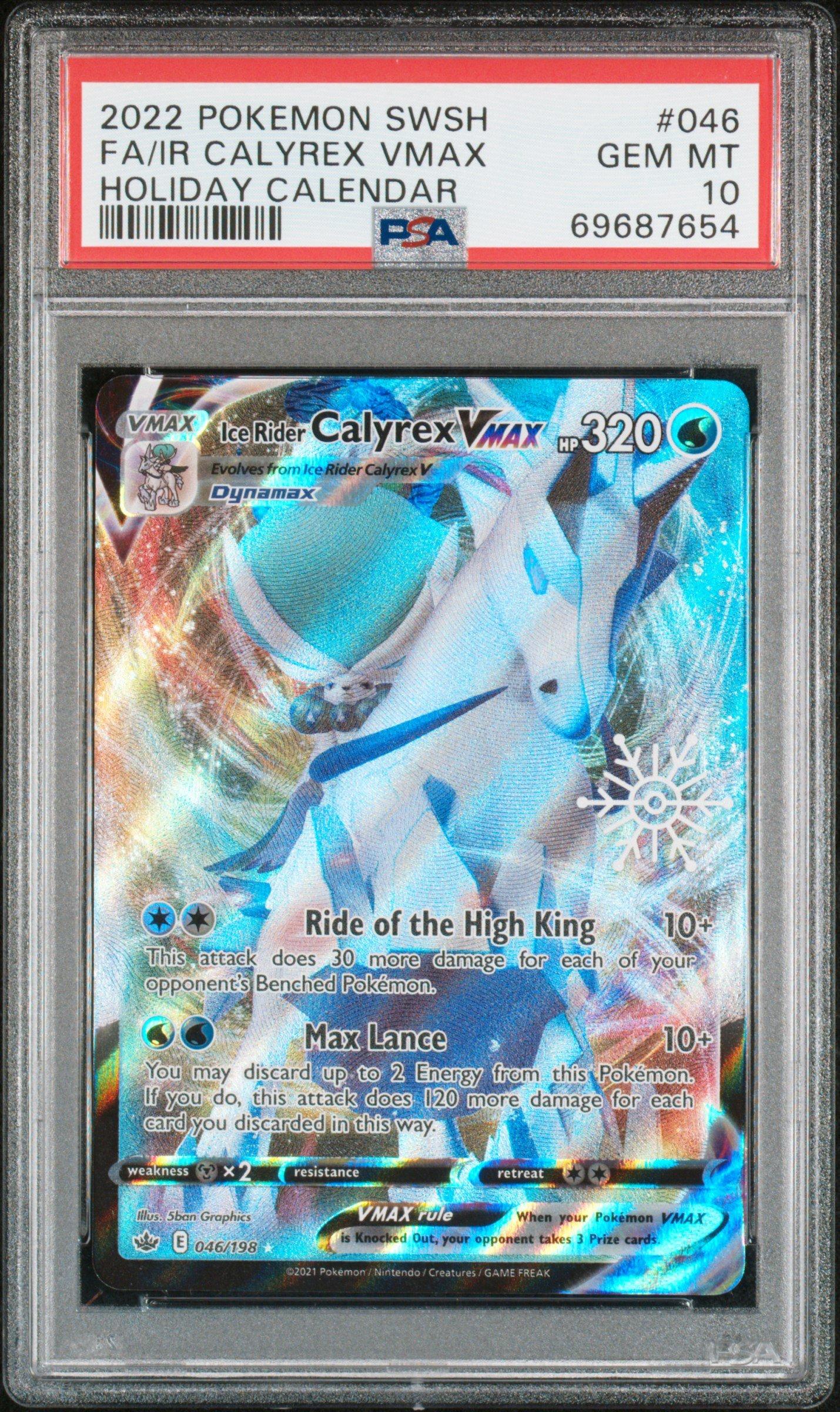 2021 Pokemon Sword & Shield Chilling Reign 046 Full Art/ice Rider Calyrex Vmax Holiday Calendar 2022 PSA 10