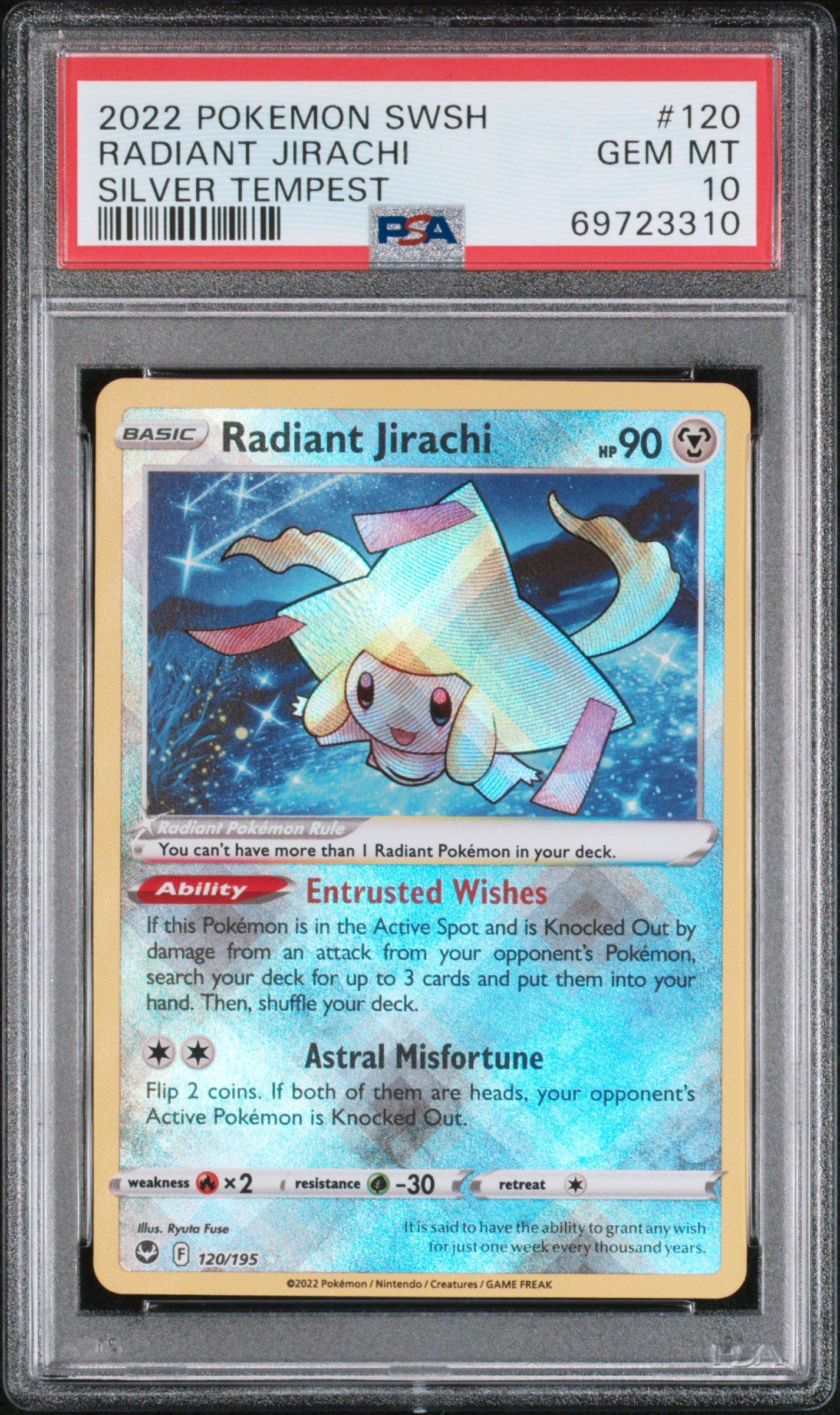 2022 Pokemon Sword & Shield Silver Tempest 120 Radiant Jirachi PSA
