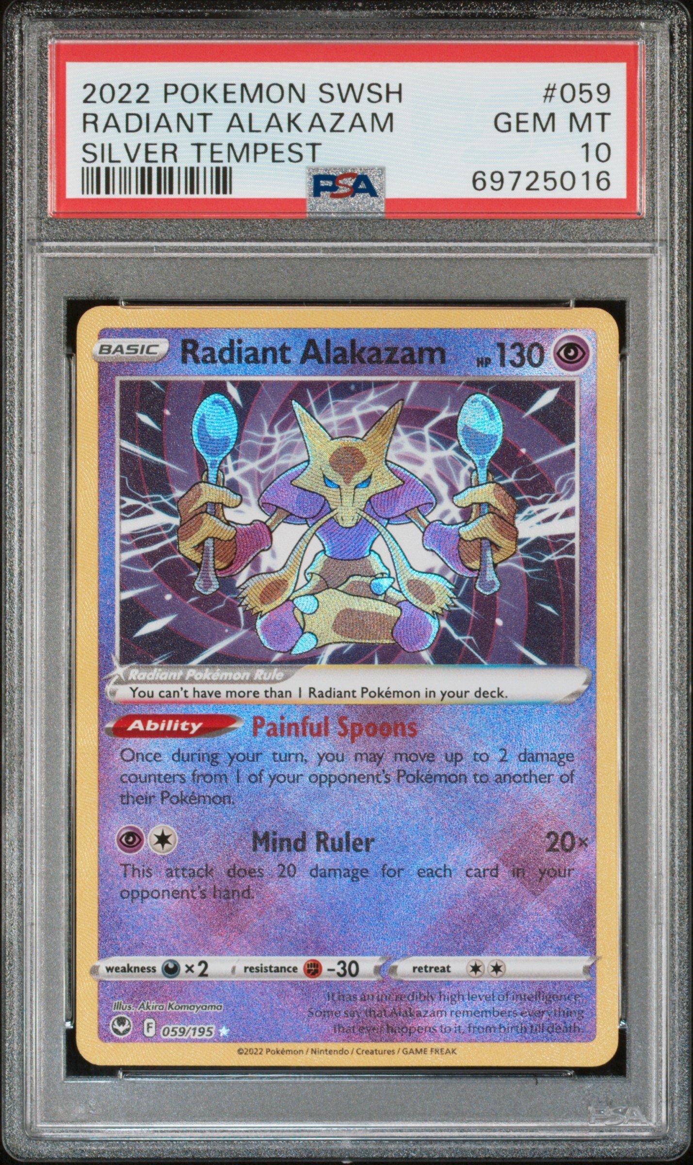 2022 Pokemon Sword & Shield Silver Tempest 059 Radiant Alakazam PSA