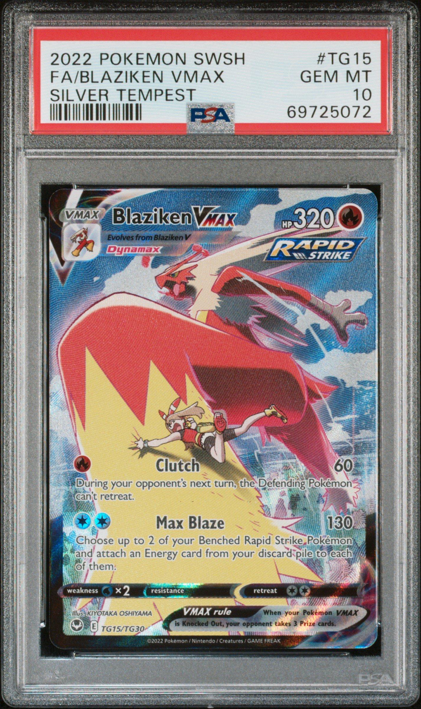 2022 Pokemon Sword & Shield Silver Tempest Tg15 Fa/blaziken Vmax PSA 10 ...