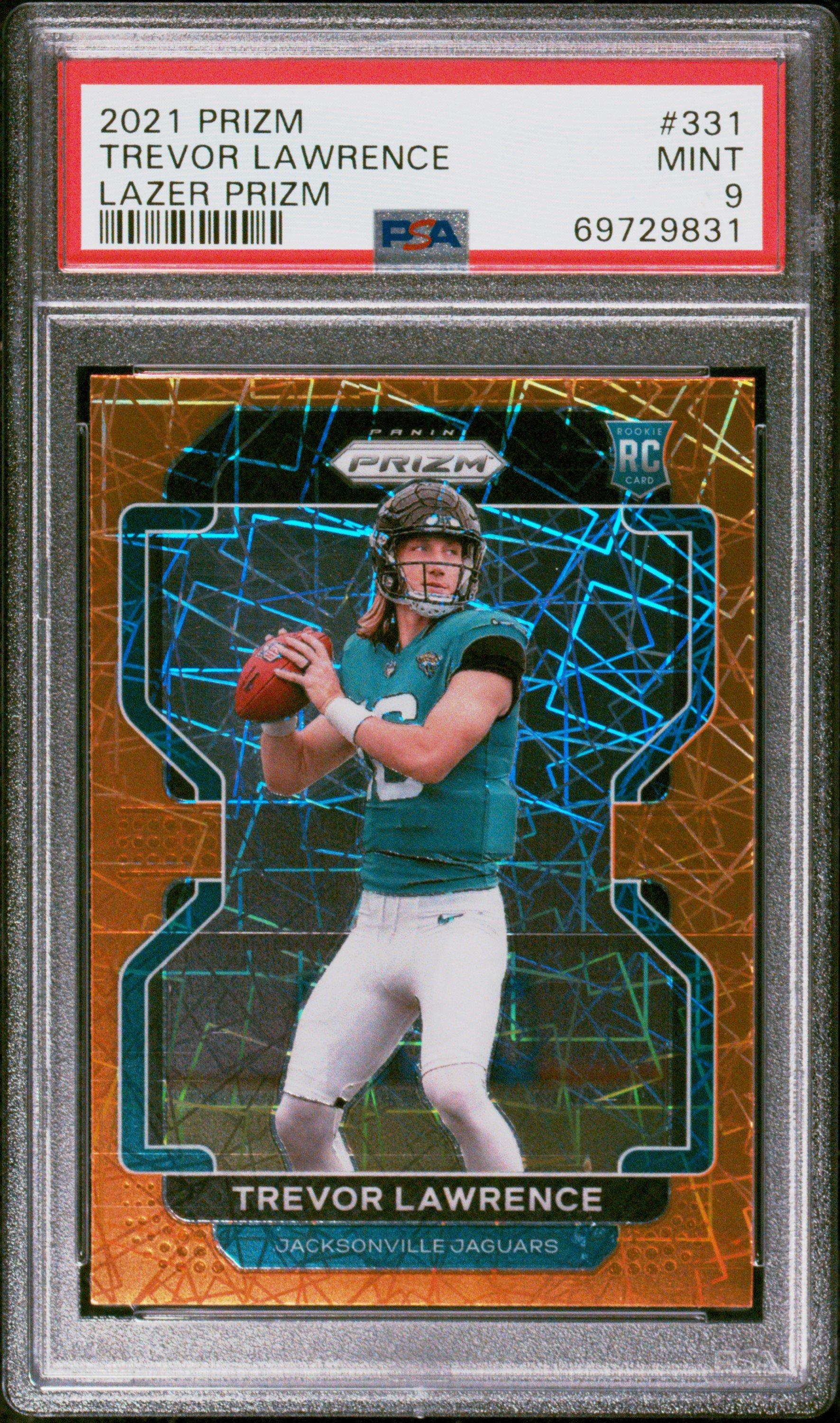 2021 Panini Prizm 331 Trevor Lawrence Lazer Prizm PSA 9