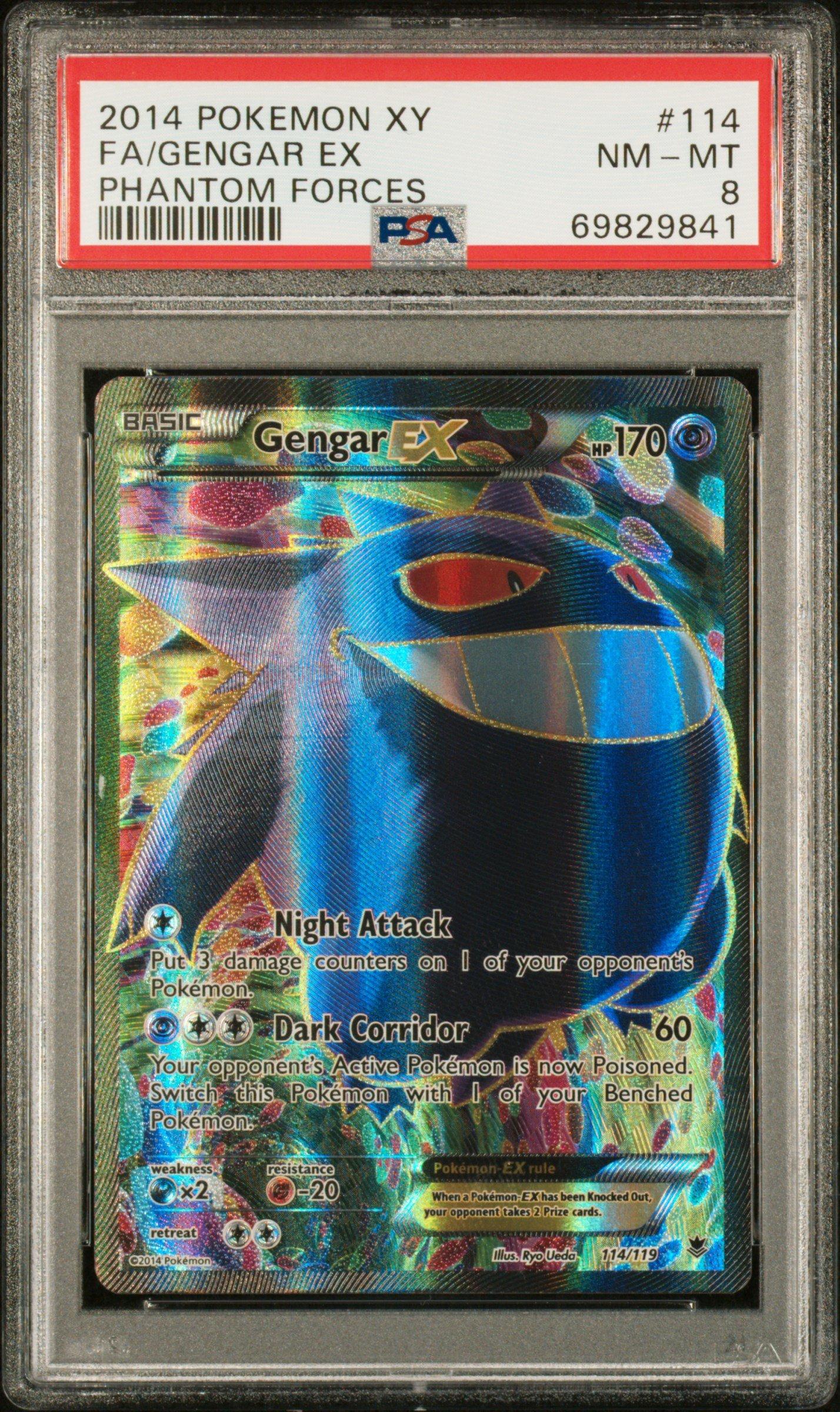 MゲンガーEX 2014年 XY psa8 2014 Pokemon Xy Phantom Forces 114 Full Art/gengar Ex PSA 8 Graded
