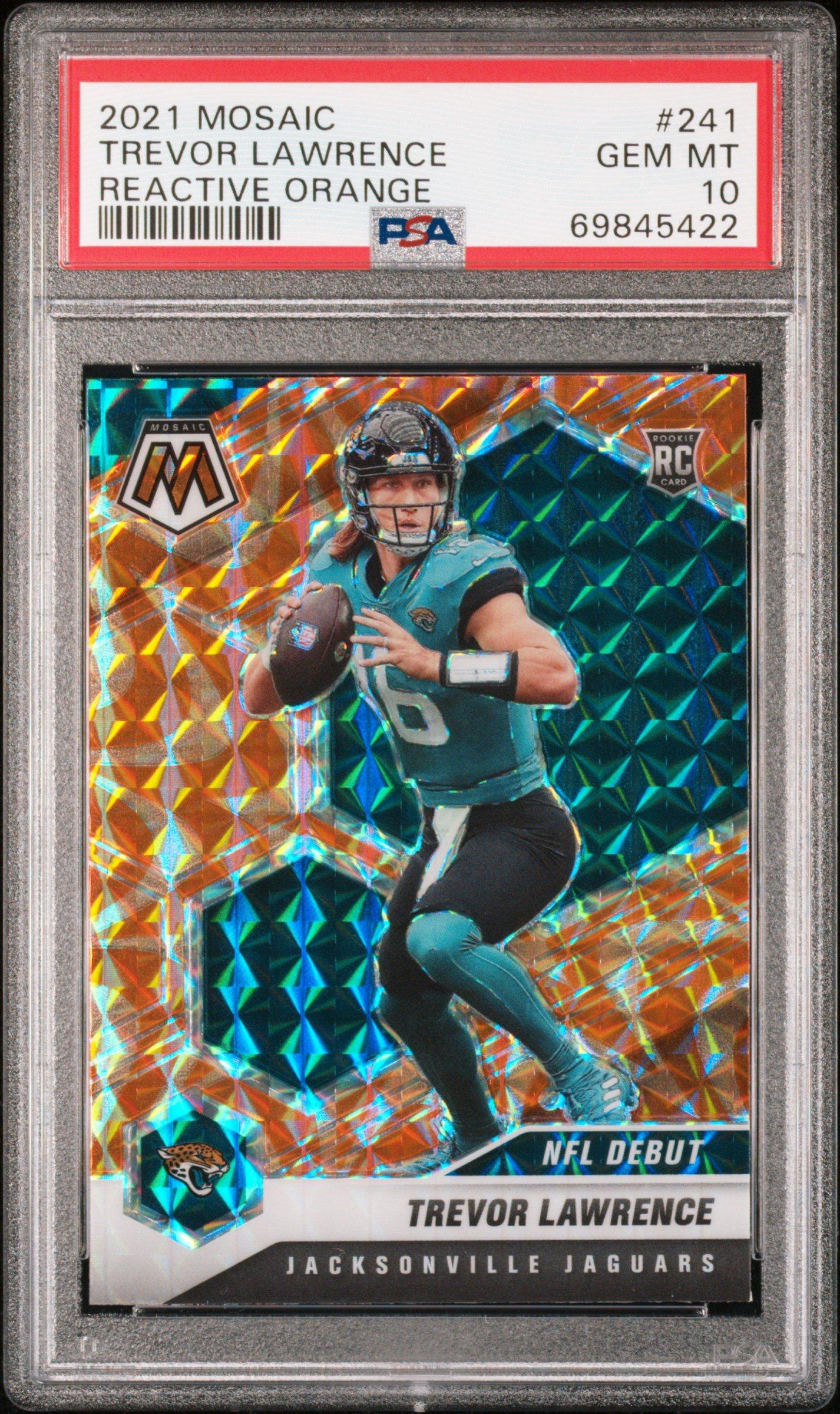 2021 Panini Mosaic 241 Trevor Lawrence Reactive Orange PSA 10