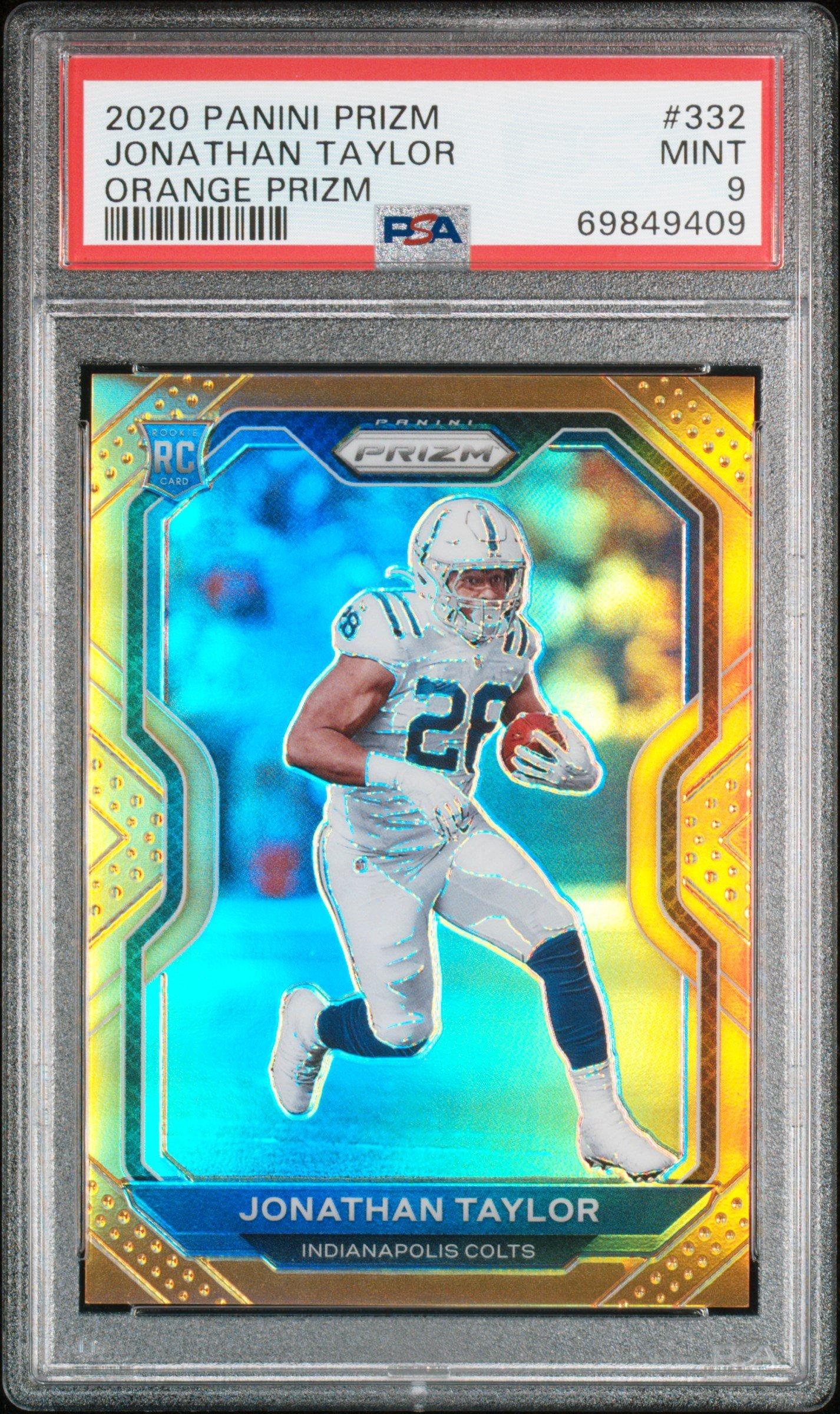 2020 Panini Prizm 332 Jonathan Taylor Orange Prizm PSA 9