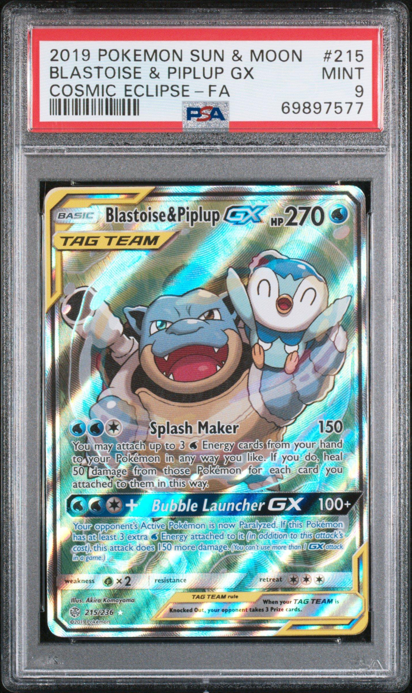 2019 Pokemon Sun & Moon Cosmic Eclipse 215 Full Art/blastoise