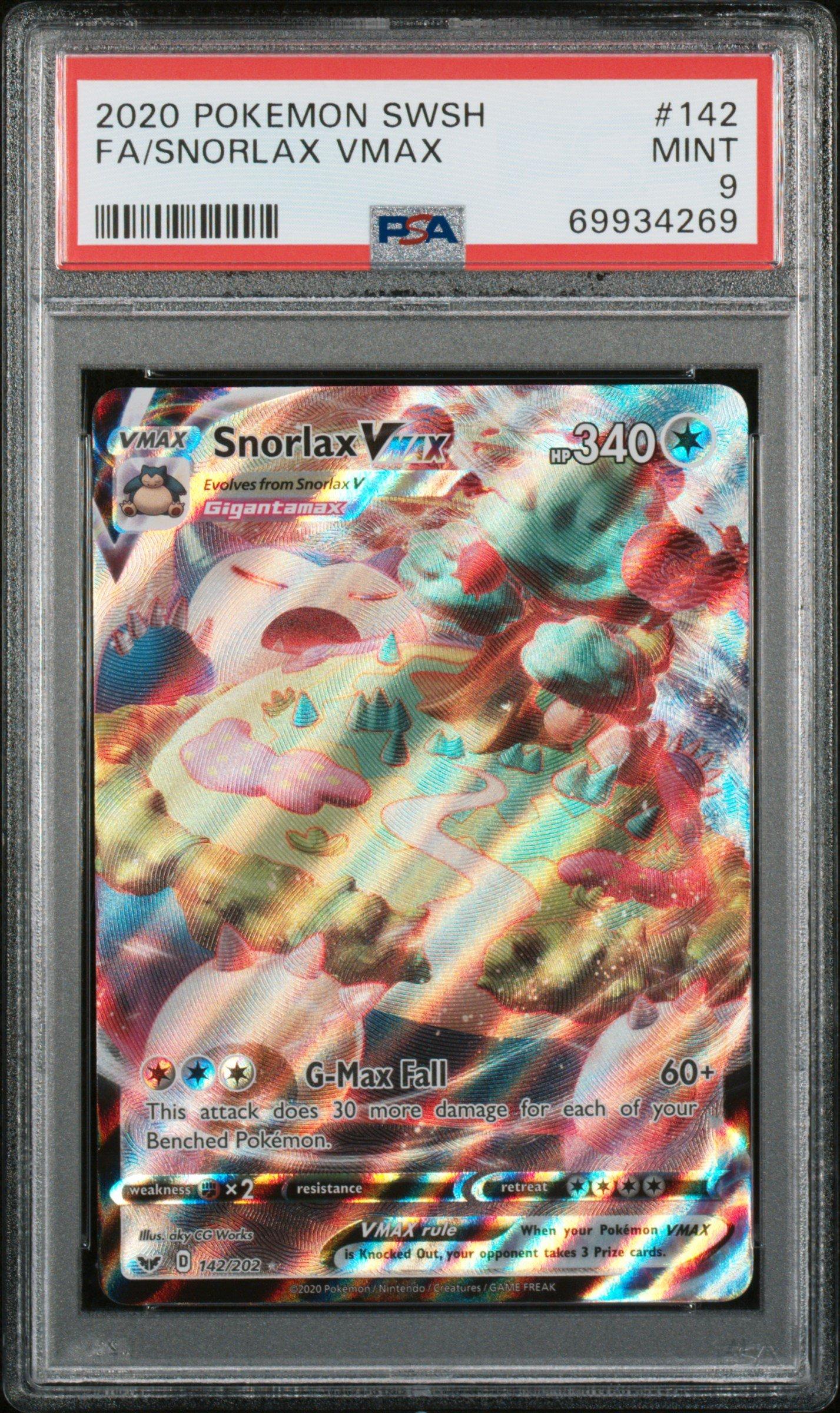 2020 Pokemon Sword & Shield 142 Full Art/snorlax Vmax PSA 9 Graded Card |  GameStop