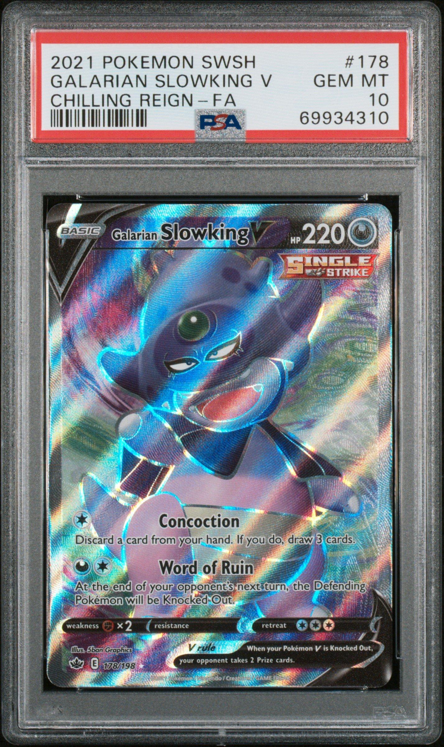 2021 Pokemon Sword & Shield Chilling Reign Full Art/galarian Slowking V PSA
