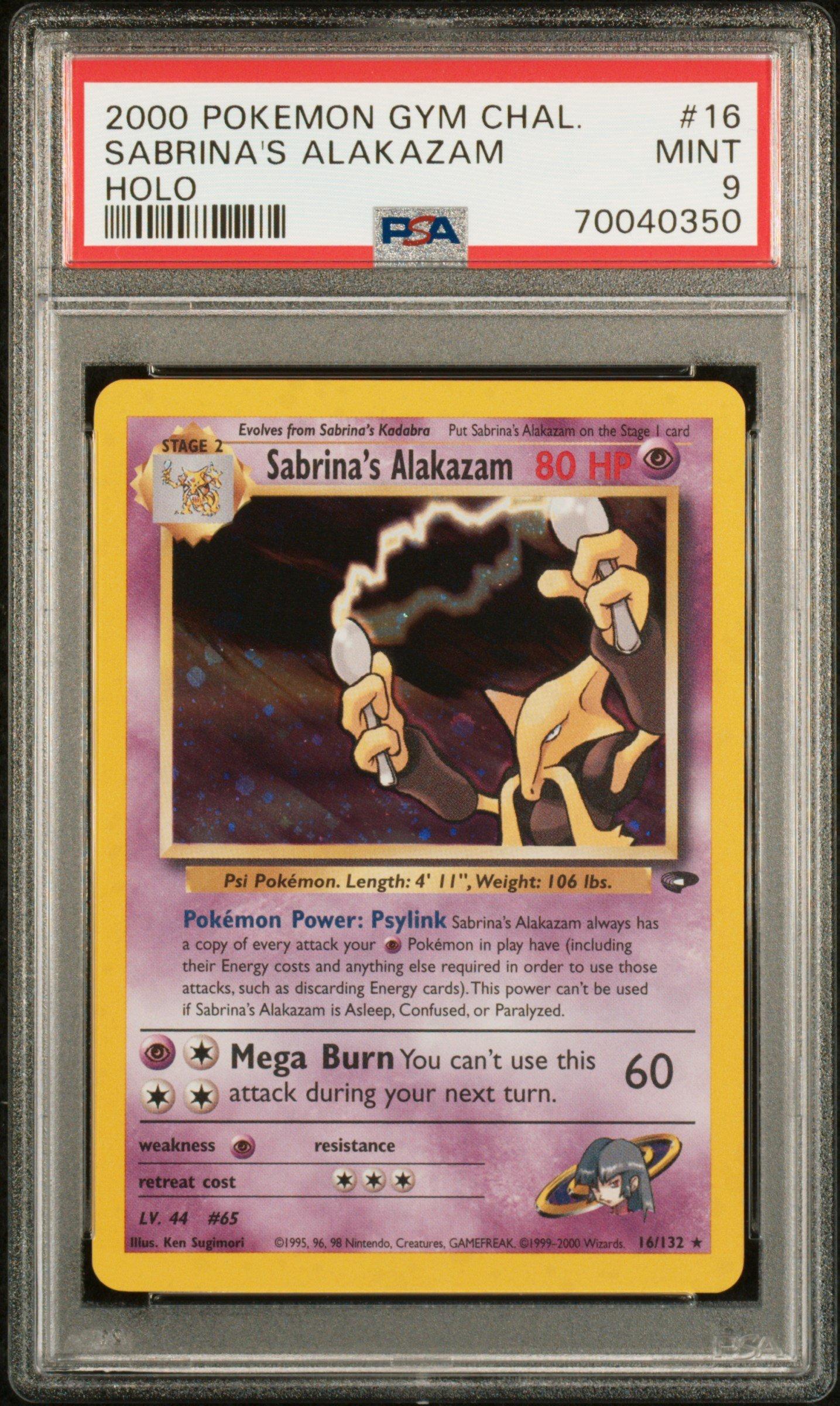 2000 Pokemon Gym Challenge 16 Sabrina's Alakazam Holo PSA 9