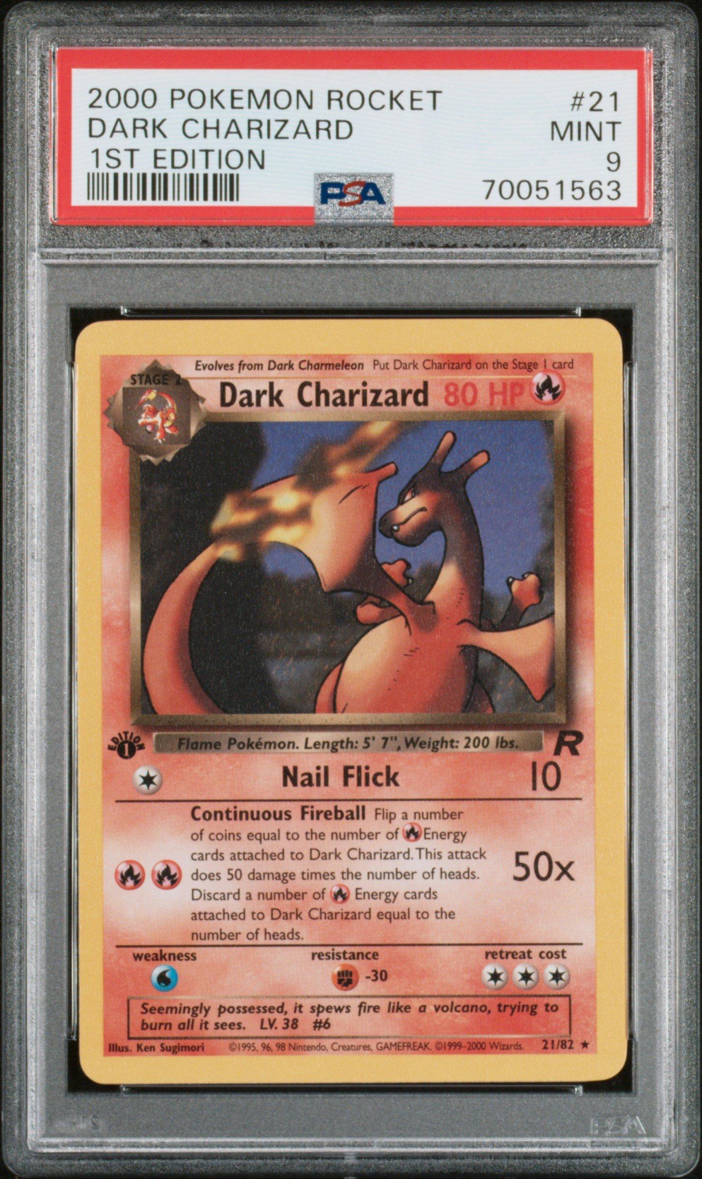 2000 Pokemon Rocket 21 Dark Charizard 1st Edition PSA 9 Graded