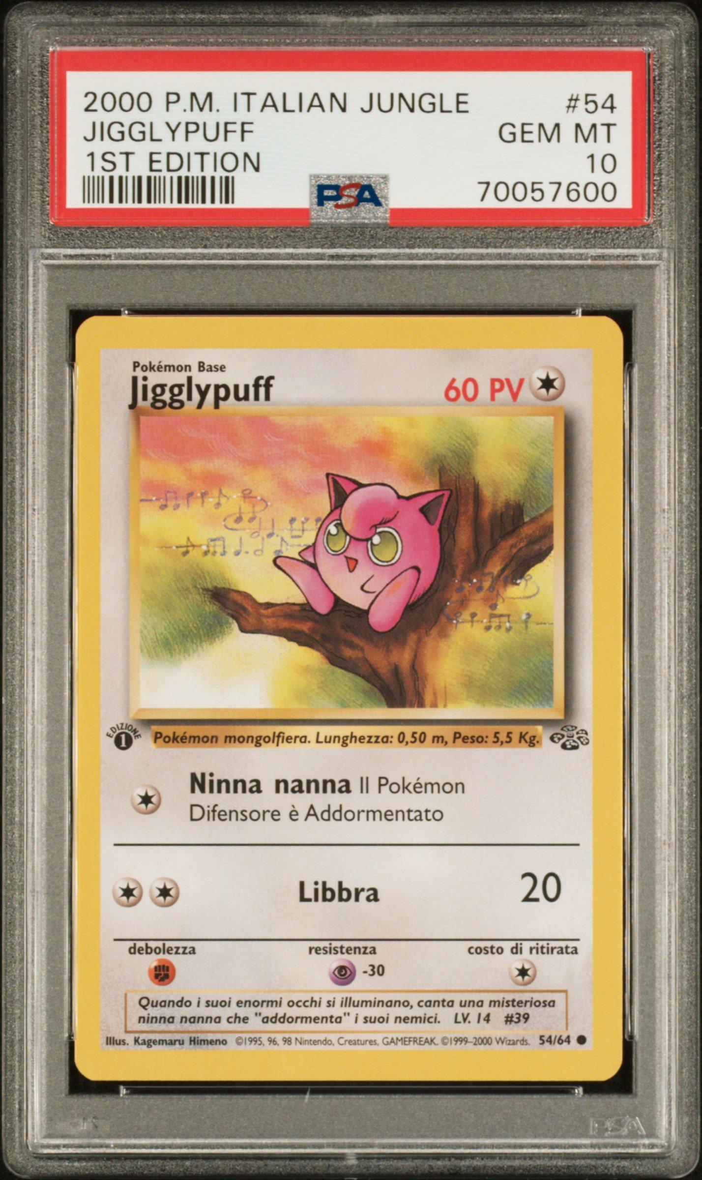 2000 Pokemon Italian Jungle 54 Jigglypuff 1st Edition PSA 10