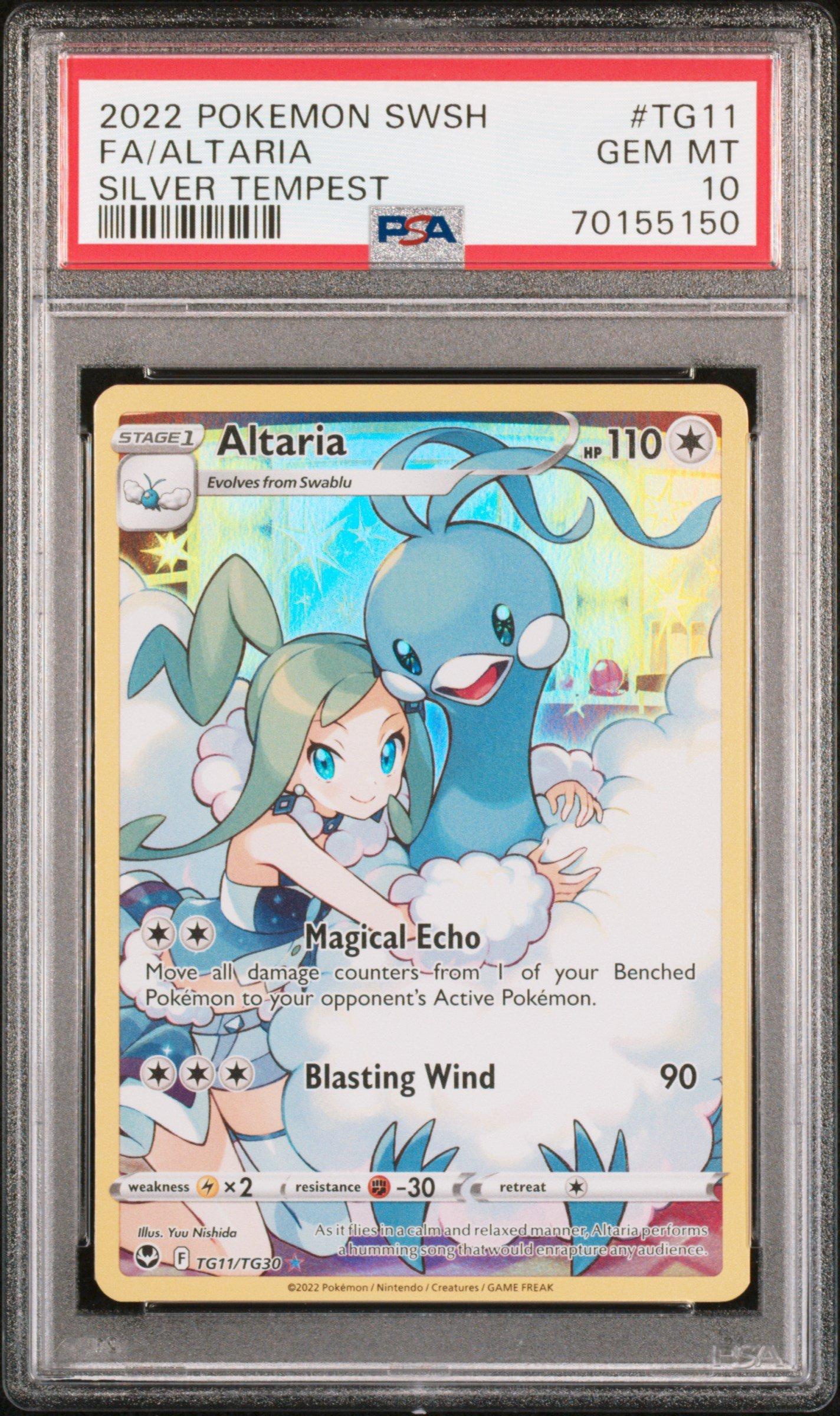 2022 Pokemon Sword & Shield Silver Tempest Tg11 Full Art/altaria PSA