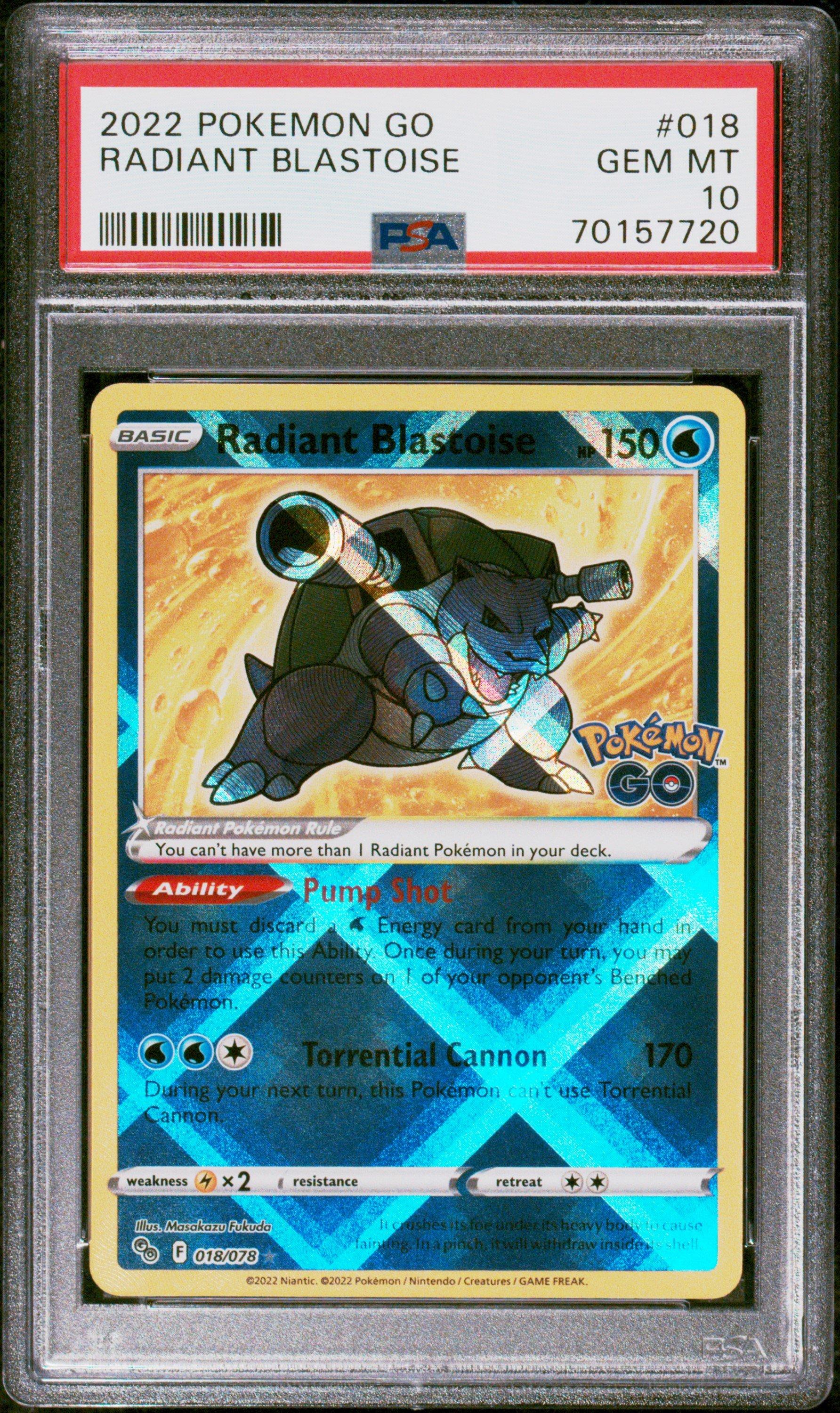 【PSA10】　かがやくカメックス　018　RADIANT BLASTOISE 2022 Pokemon Go 018 Radiant Blastoise PSA 10 Graded Card | GameStop
