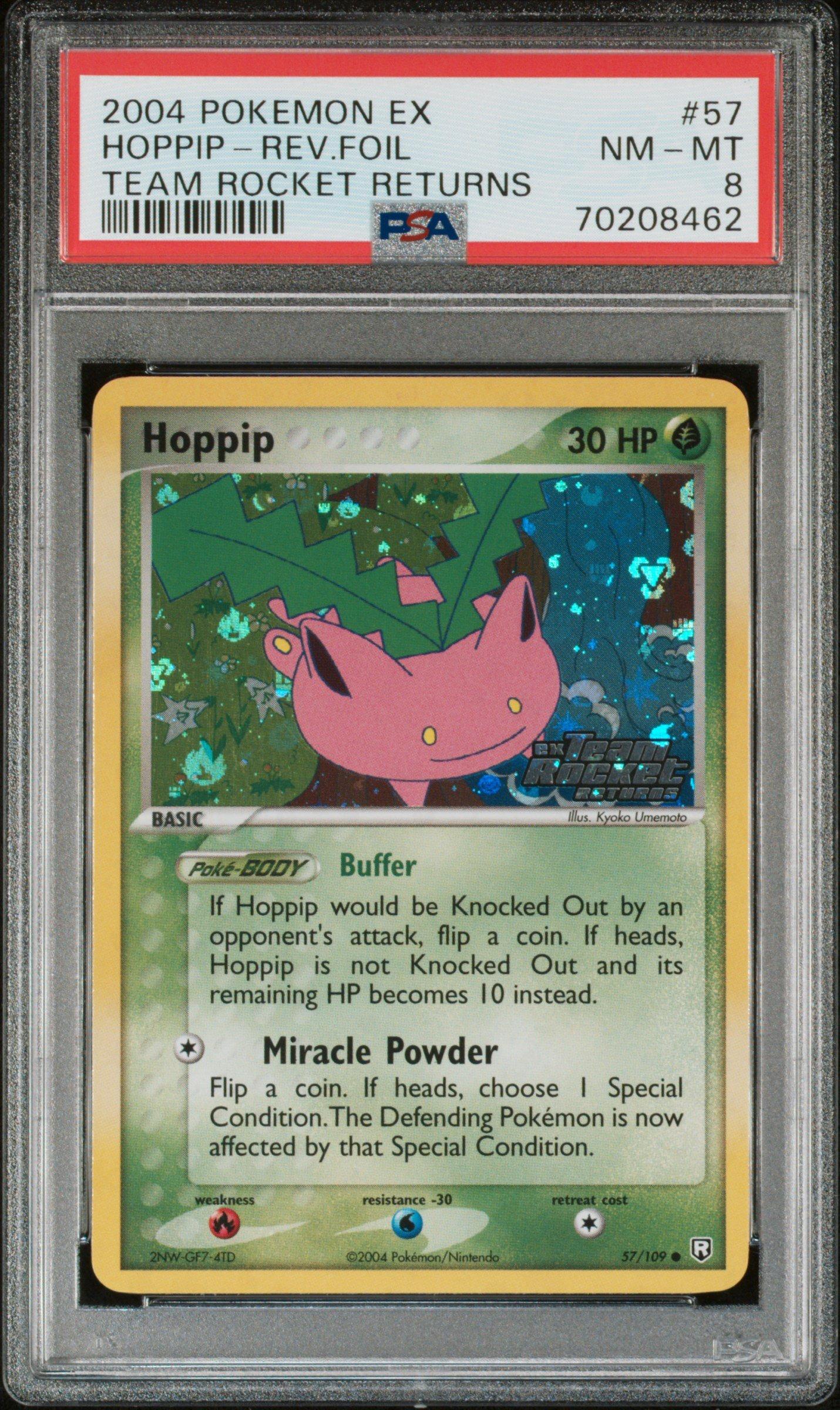 2004 Pokemon Ex Team Rocket Returns 57 Hoppip-reverse Foil PSA 8