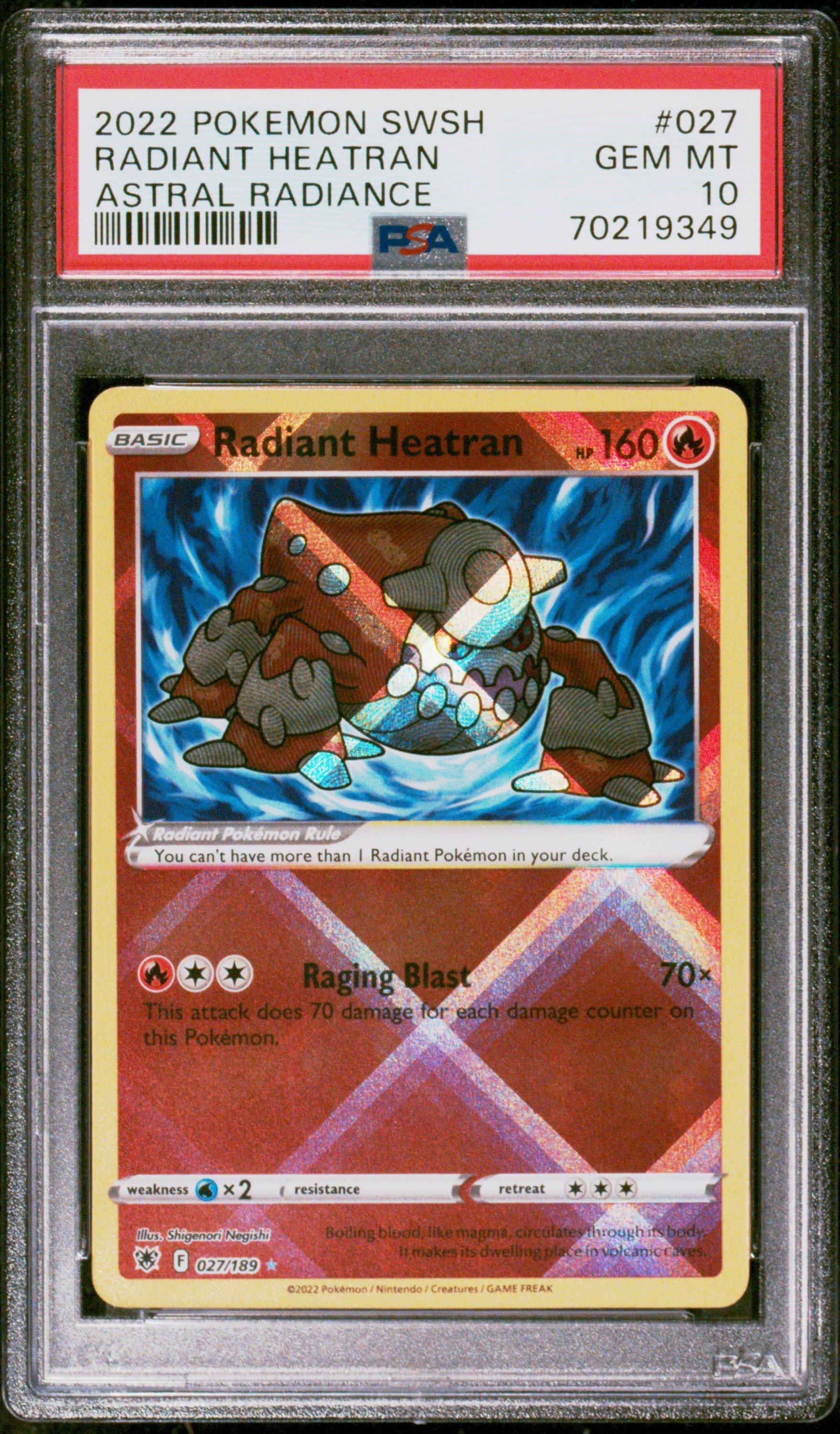 2022 Pokemon Sword & Shield Astral Radiance 027 Radiant Heatran PSA 10