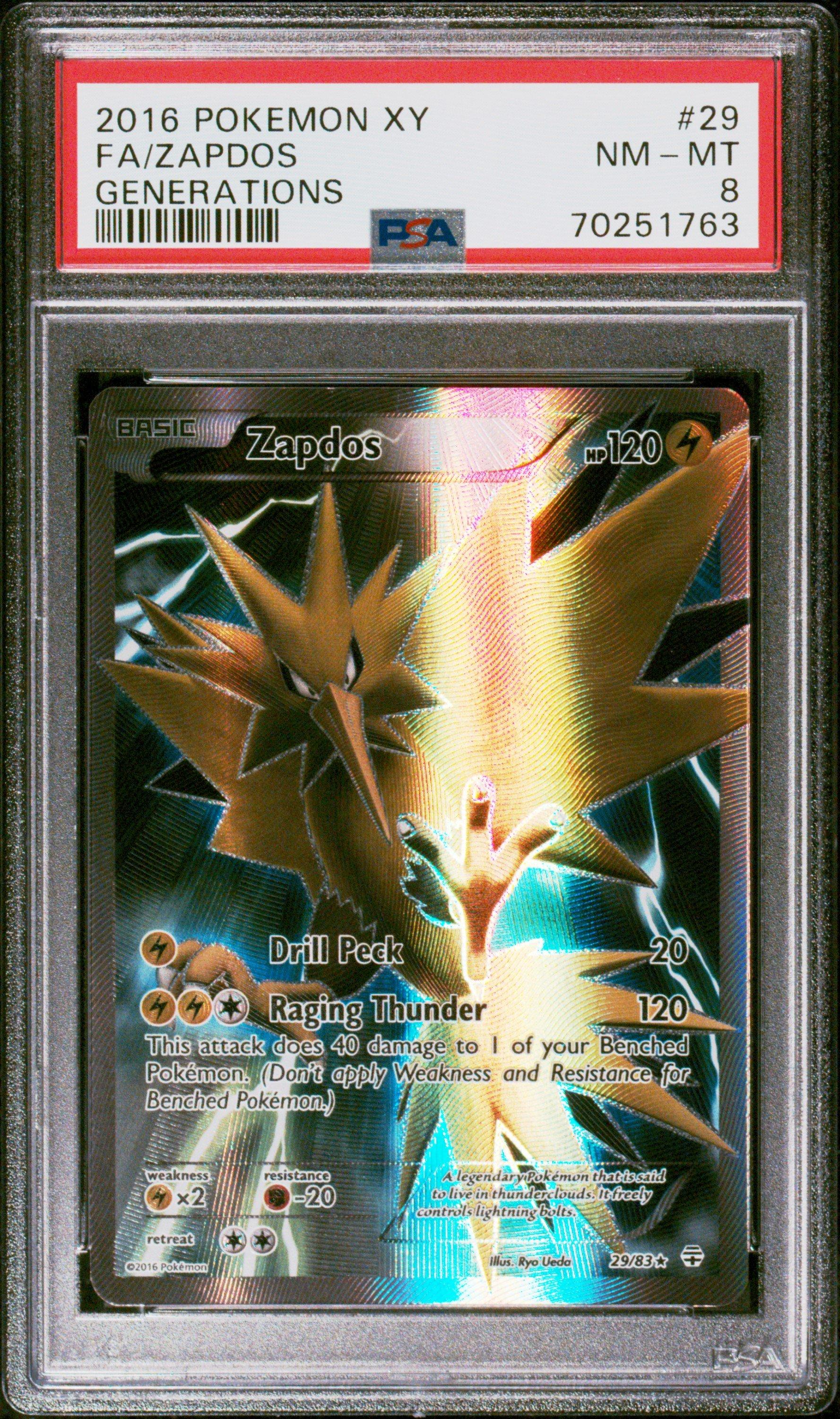 2016 Pokemon Xy Generations 29 Full Art/zapdos PSA 8 Graded Card
