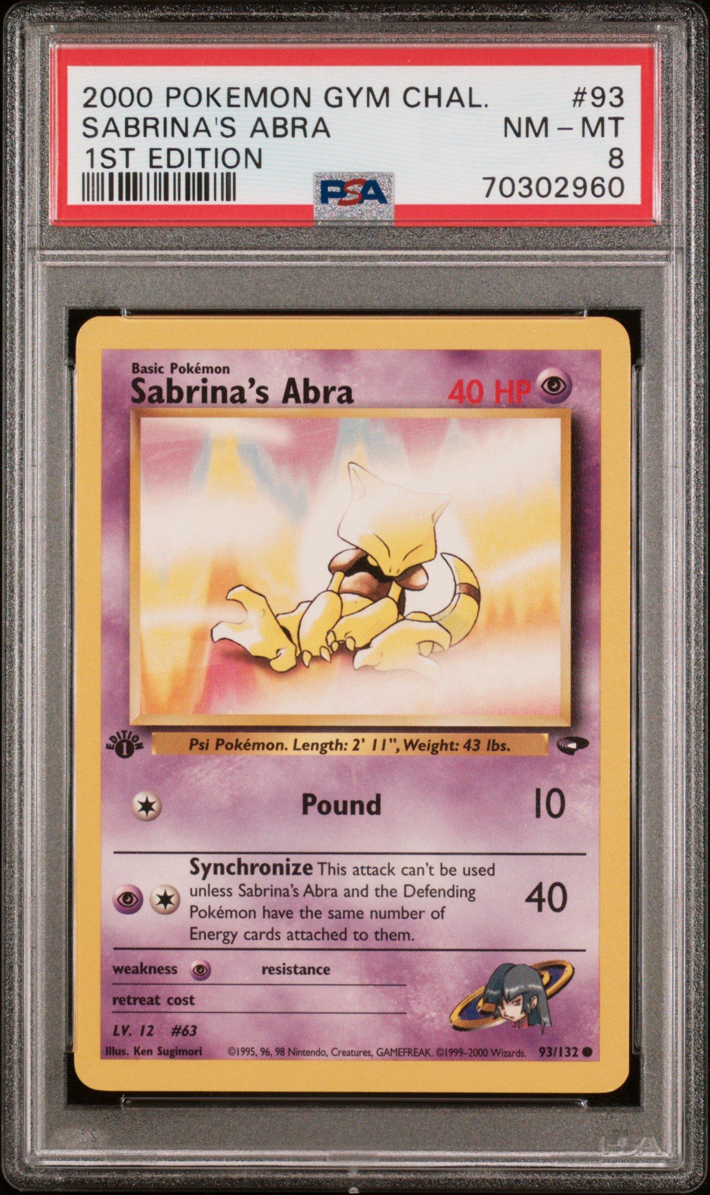 2000 Pokemon Gym Challenge 93 Sabrina's Abra 1st Edition PSA 8 Graded Card  | GameStop