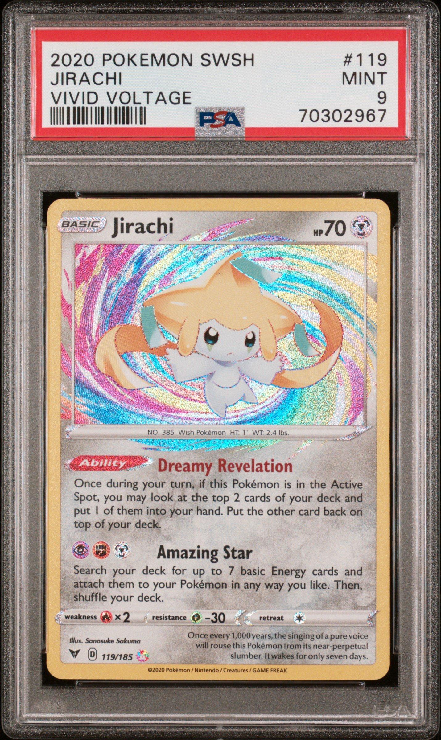 2020 Pokemon Sword & Shield Vivid Voltage 119 Jirachi PSA 9 Graded