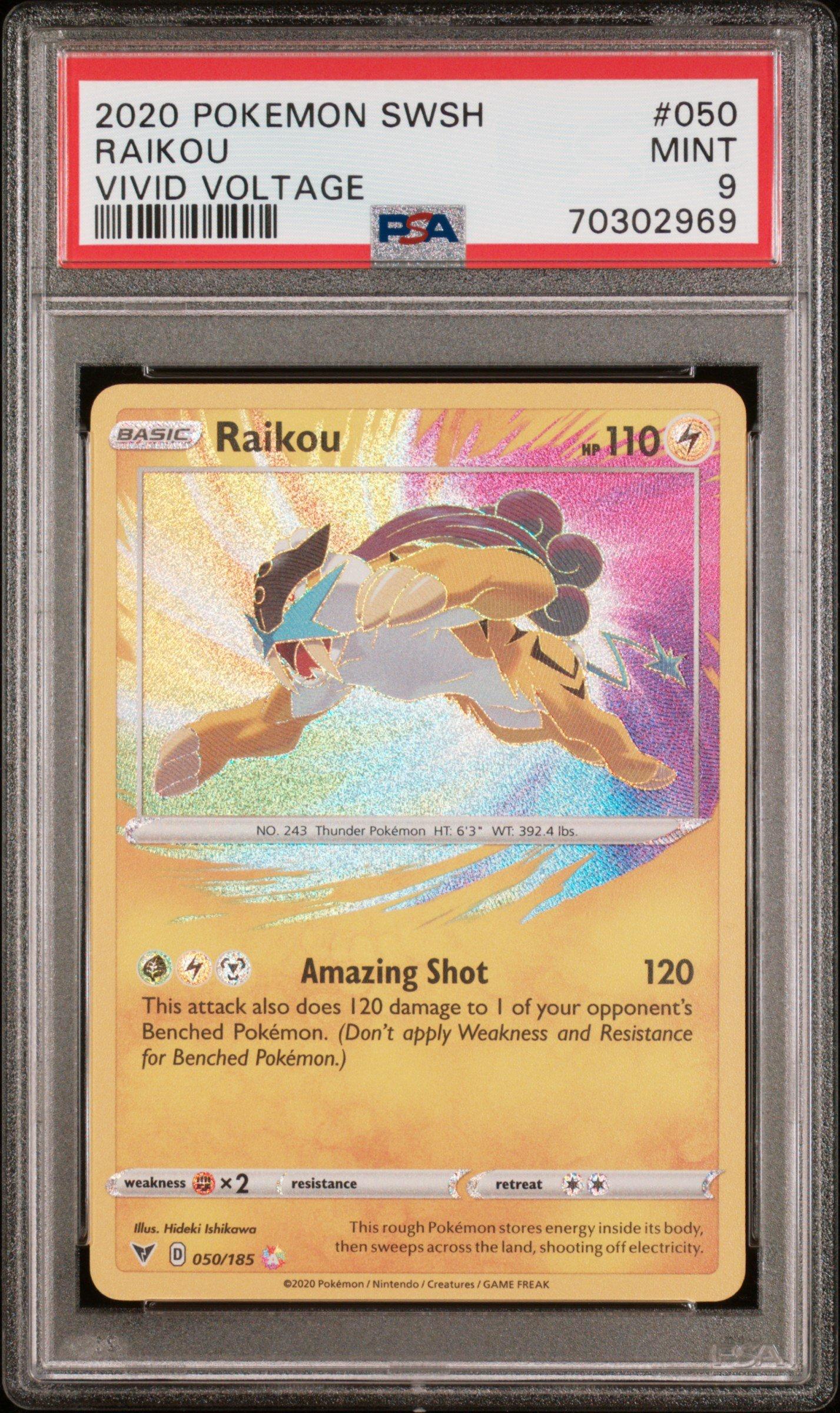2020 Pokemon Sword & Shield Vivid Voltage 050 Raikou PSA 9 Graded