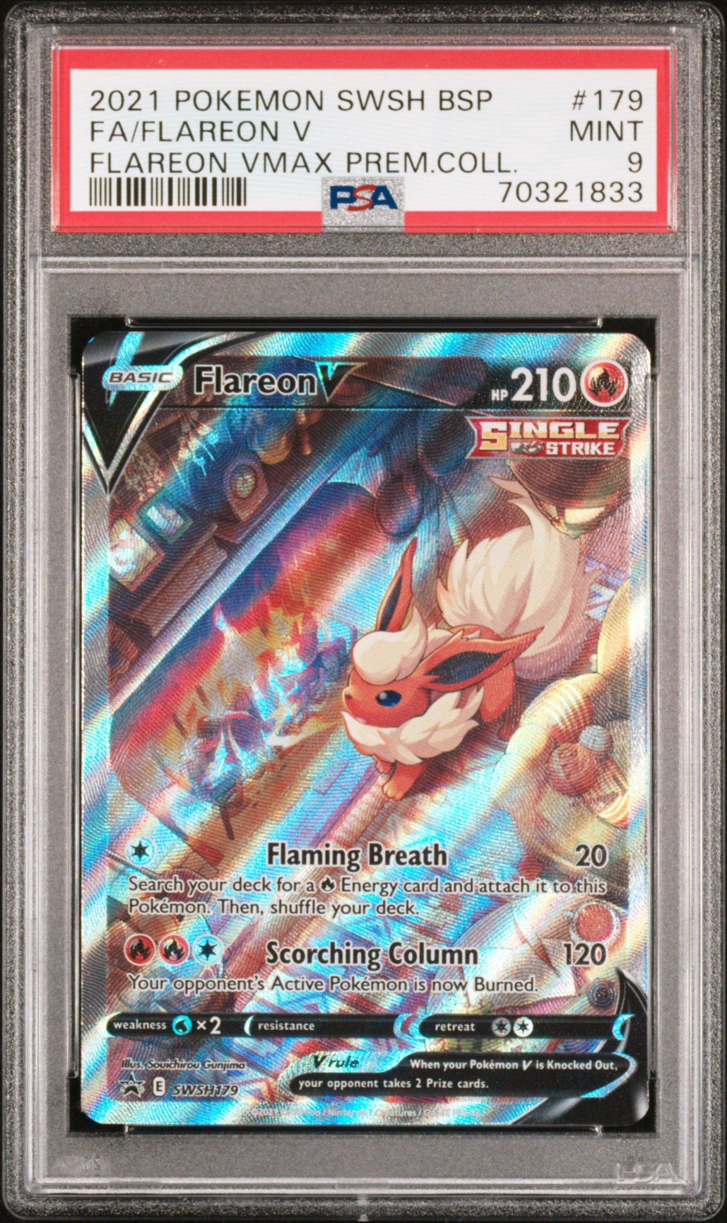 2021 Pokemon Swsh Black Star Promo 179 Full Art/flareon V Flareon Vmax Premium Collection PSA