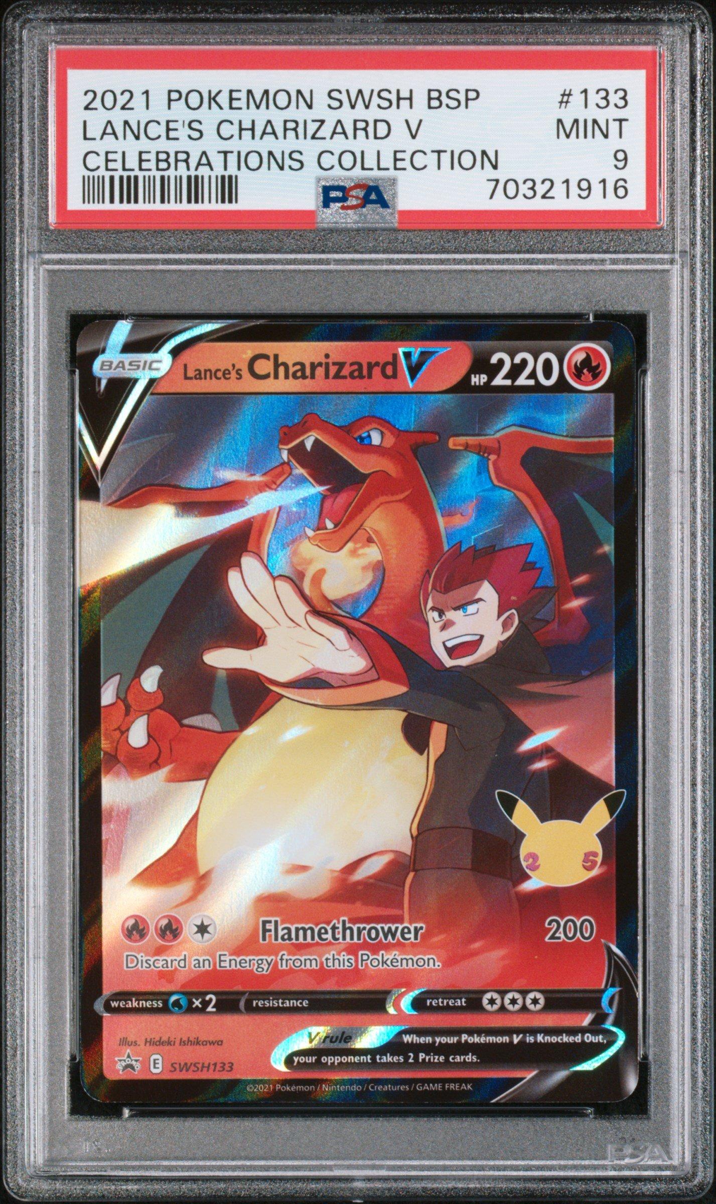 2021 Pokemon Swsh Black Star Promo 133 Lance's Charizard V Celebrations Collection PSA