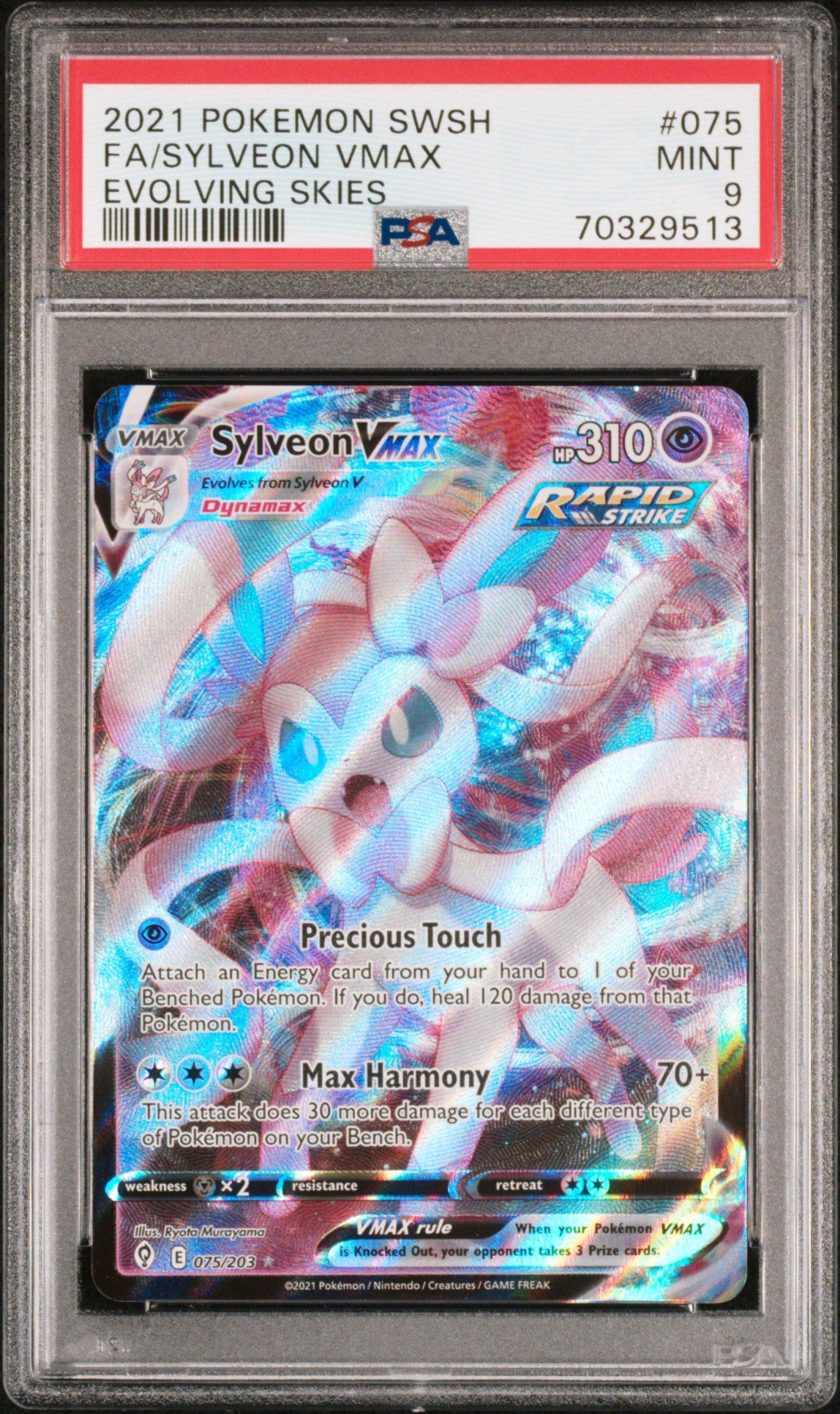 2021 Pokemon Sword & Shield Evolving Skies 075 Full Art/sylveon Vmax PSA