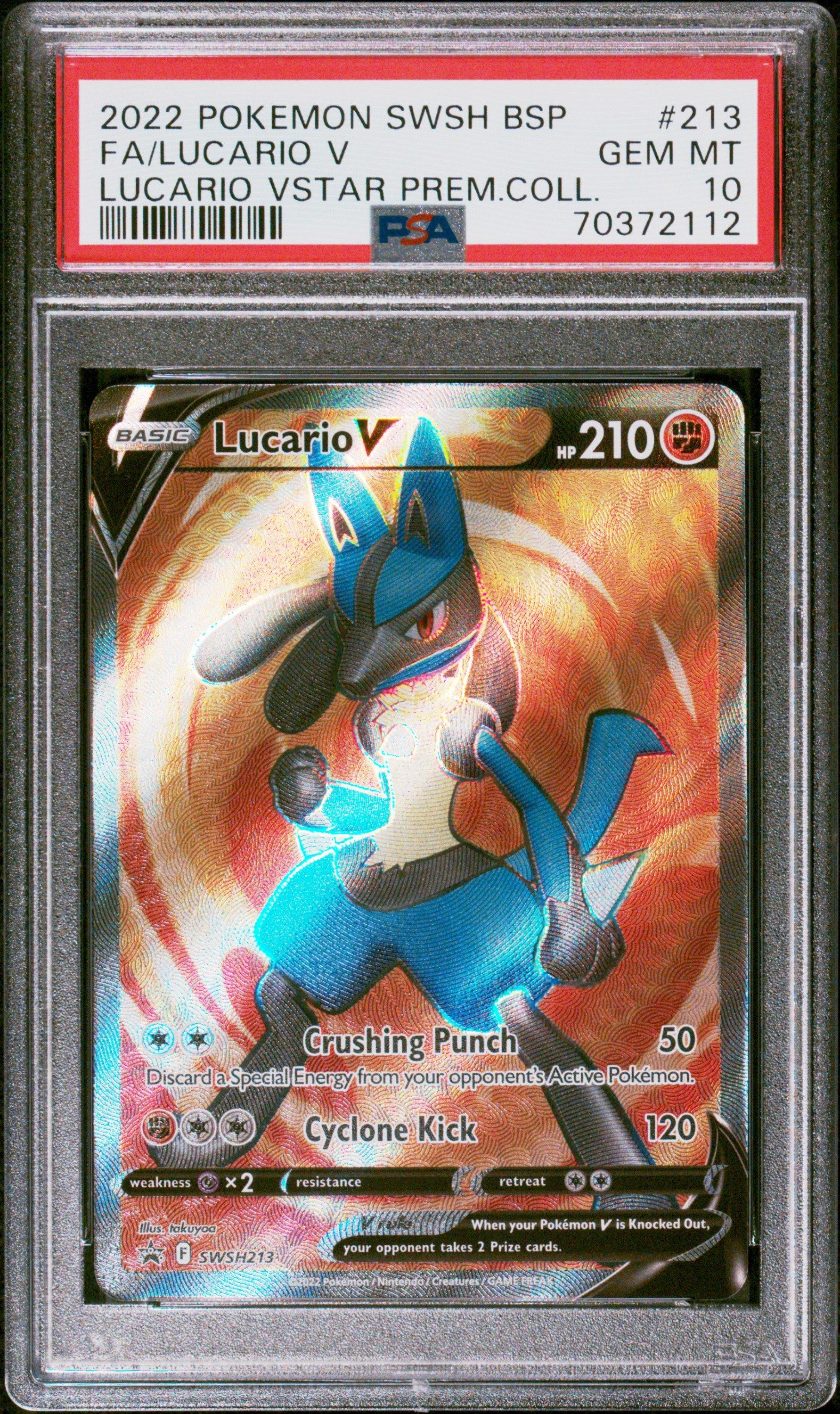 2022 Pokemon Swsh Black Star Promo 213 Full Art/lucario V Lucario Vstar Premium Collection PSA